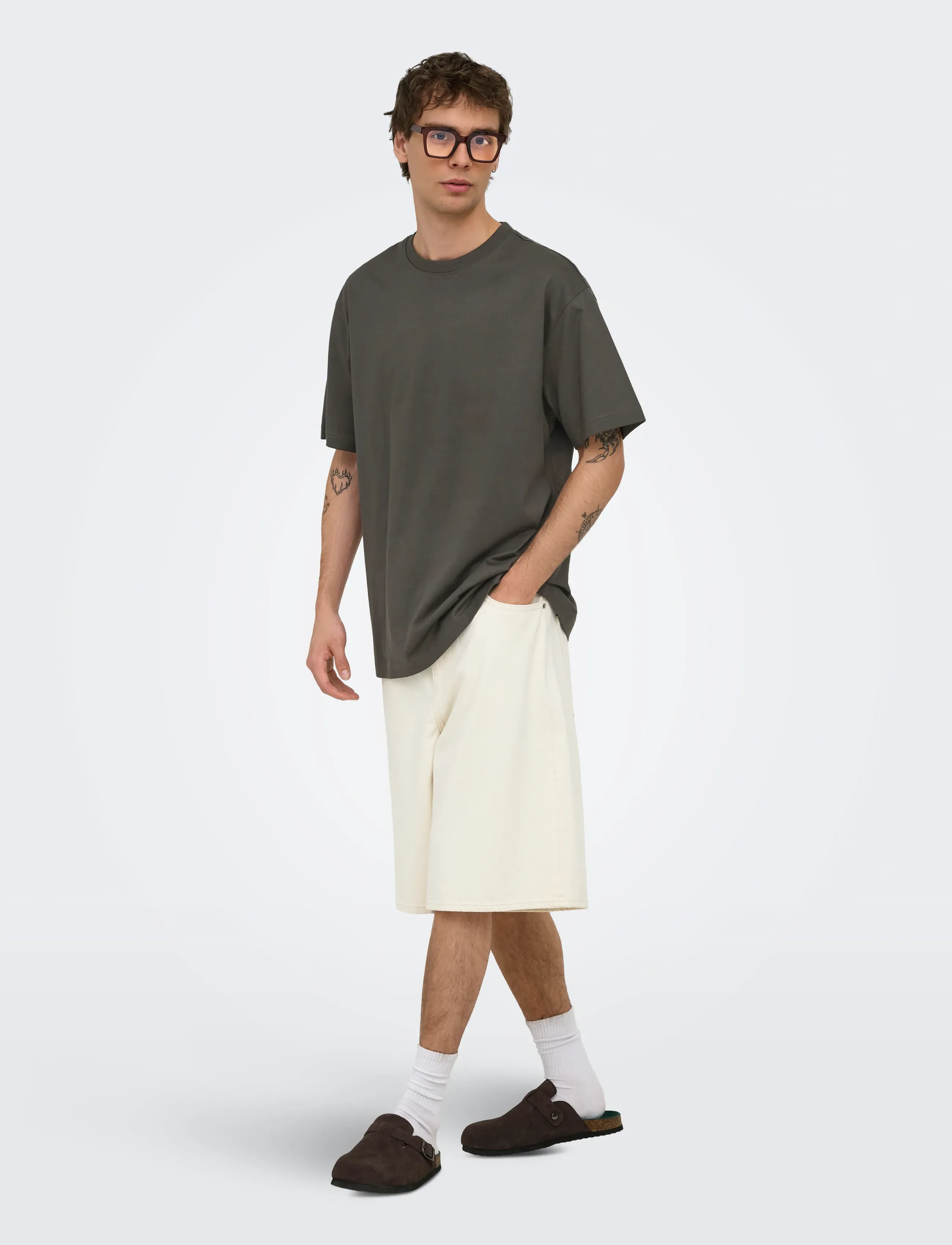 ONLY & SONS - ONSFRED LIFE RLX SS TEE NOOS - lühikeste varrukatega t-särgid - beluga - 4