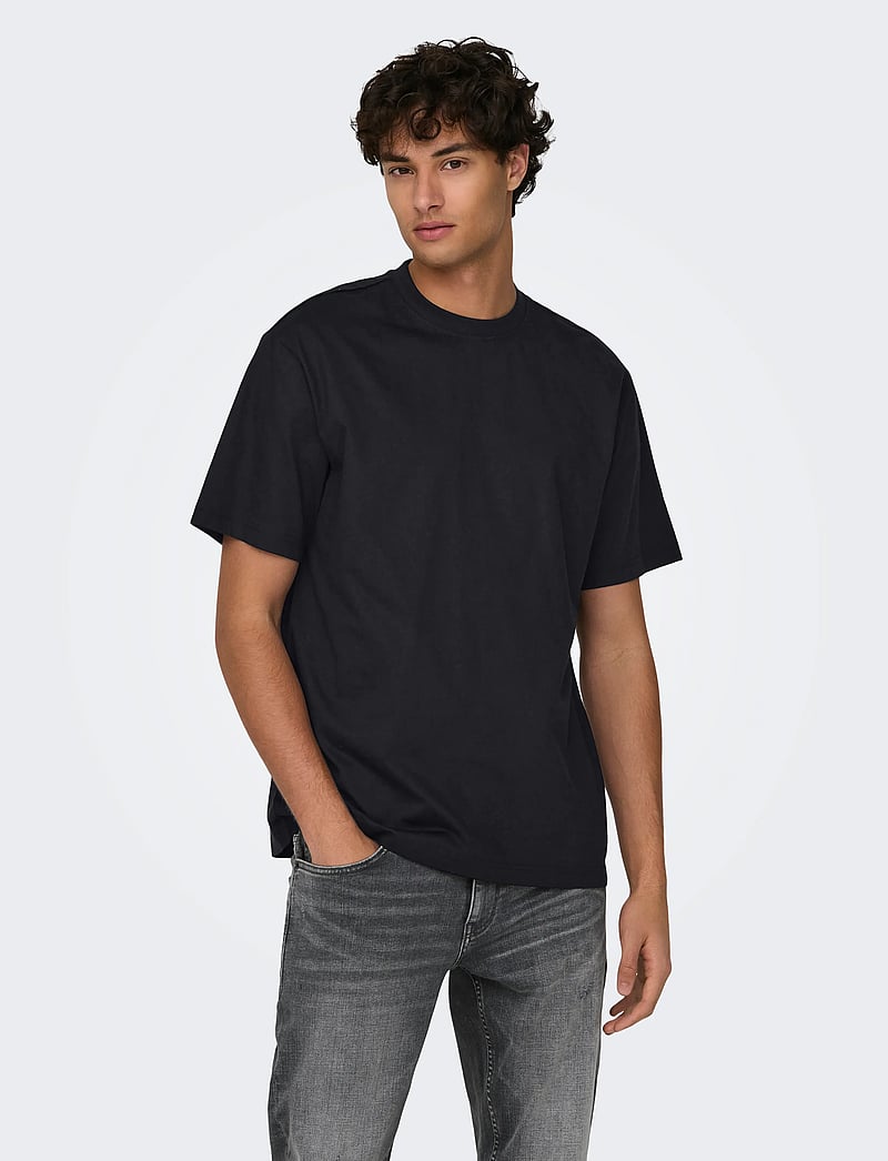 ONLY & SONS - ONSFRED LIFE RLX SS TEE NOOS - kortærmede t-shirts - black - 0