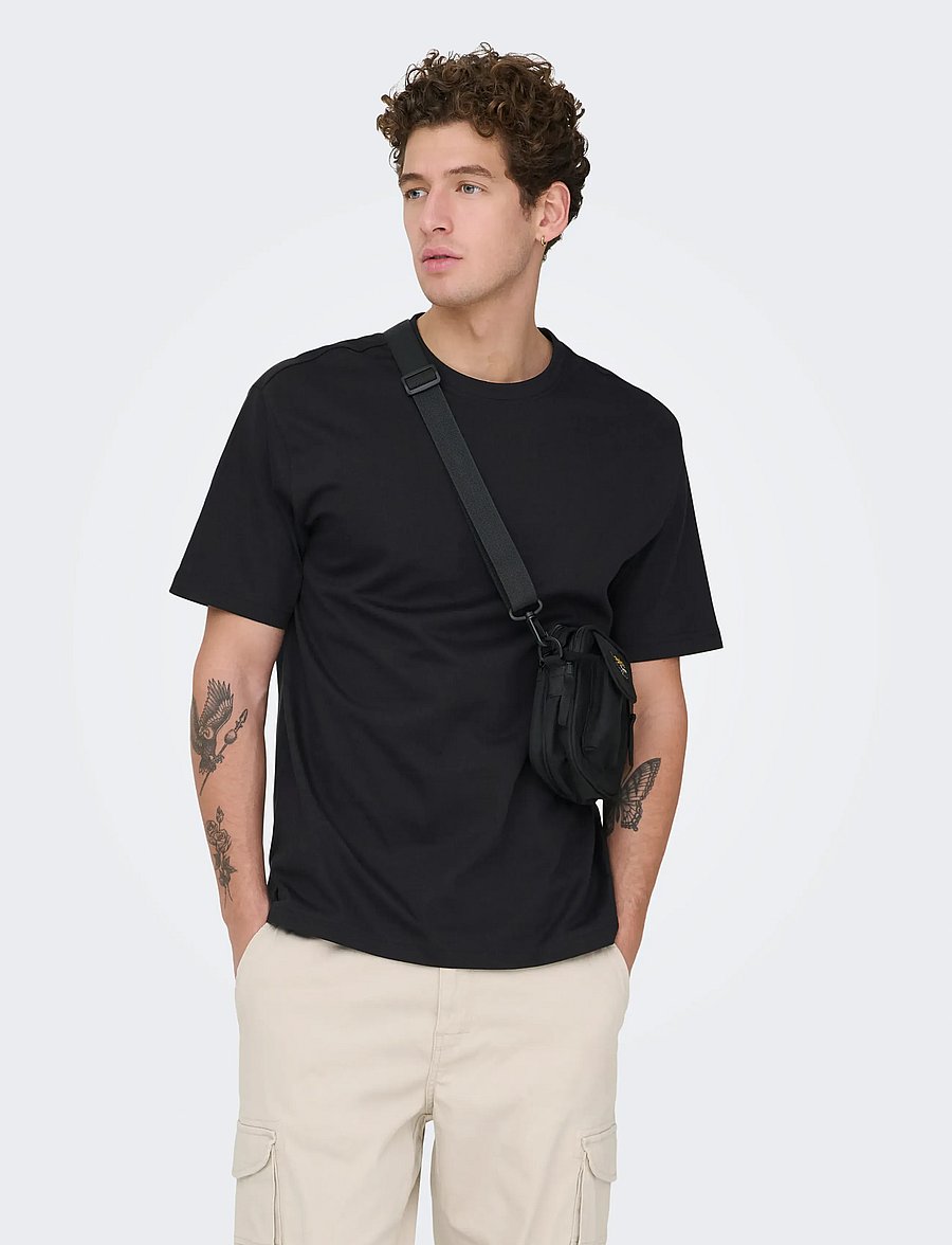 ONLY & SONS - ONSFRED LIFE RLX SS TEE NOOS - lühikeste varrukatega t-särgid - black - 0