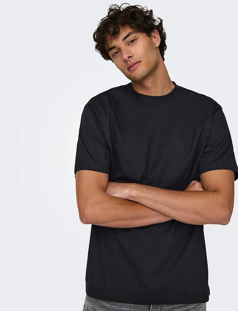 ONLY & SONS - ONSFRED LIFE RLX SS TEE NOOS - kortærmede t-shirts - black - 5
