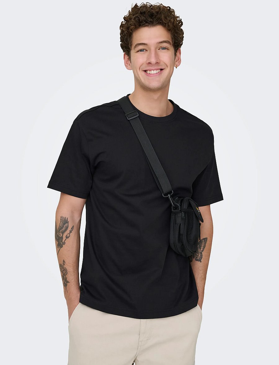 ONLY & SONS - ONSFRED LIFE RLX SS TEE NOOS - lühikeste varrukatega t-särgid - black - 5