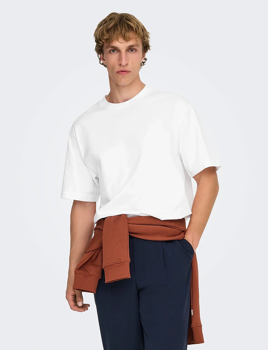 ONLY & SONS - ONSFRED LIFE RLX SS TEE NOOS - krótki rękaw - bright white - 0