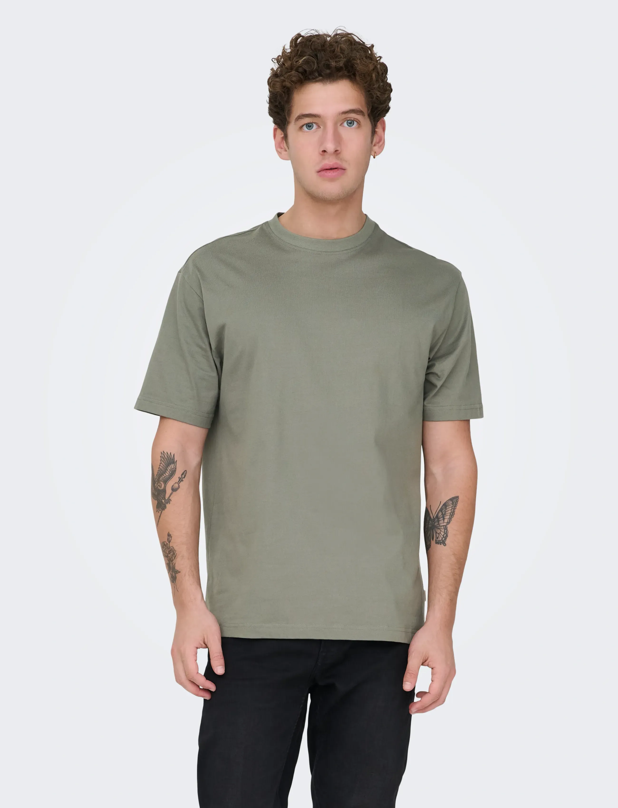ONLY & SONS ONSFRED LIFE RLX SS TEE NOOS - T-shirts - CASTOR GRAY / green
