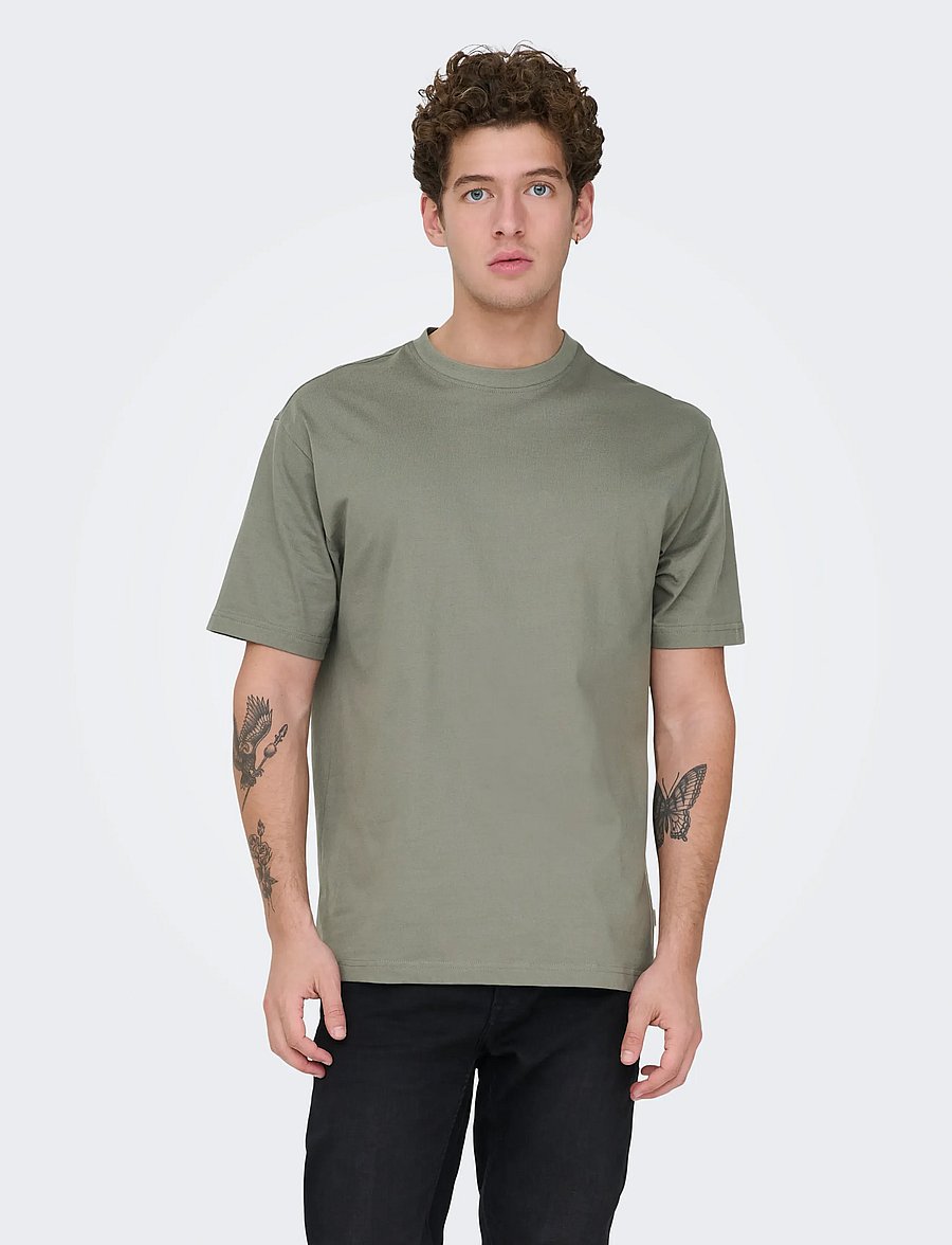 ONLY & SONS - ONSFRED LIFE RLX SS TEE NOOS - short-sleeved t-shirts - castor gray - 0
