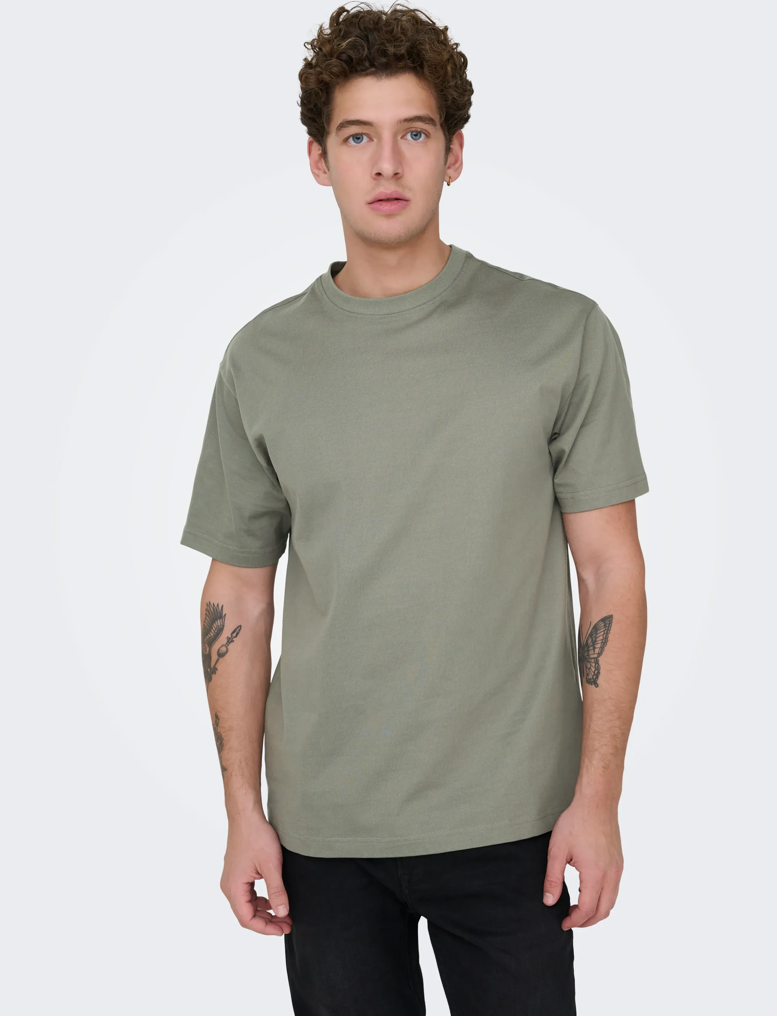 ONLY & SONS - ONSFRED LIFE RLX SS TEE NOOS - laveste priser - castor gray - 4