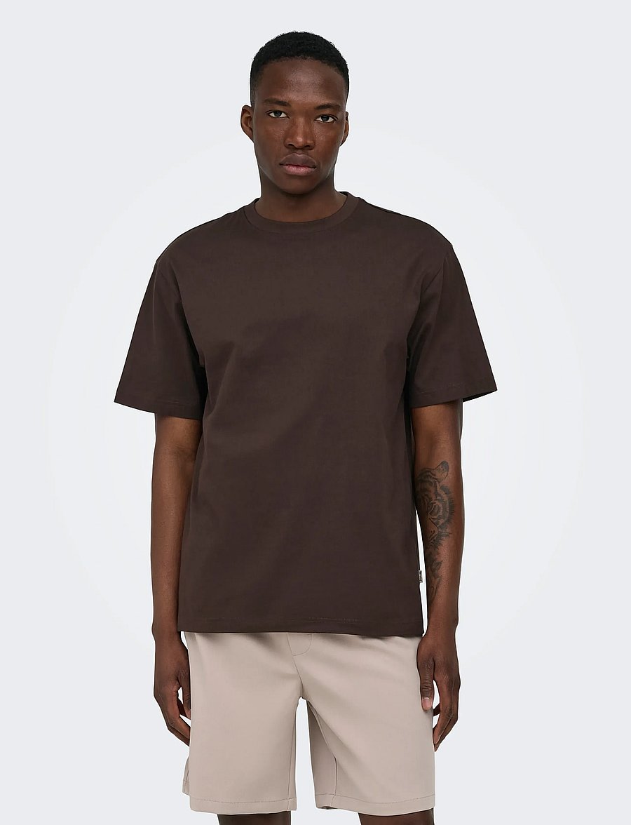 ONLY & SONS - ONSFRED LIFE RLX SS TEE NOOS - kurzärmelige t-shirts - coffee bean - 0