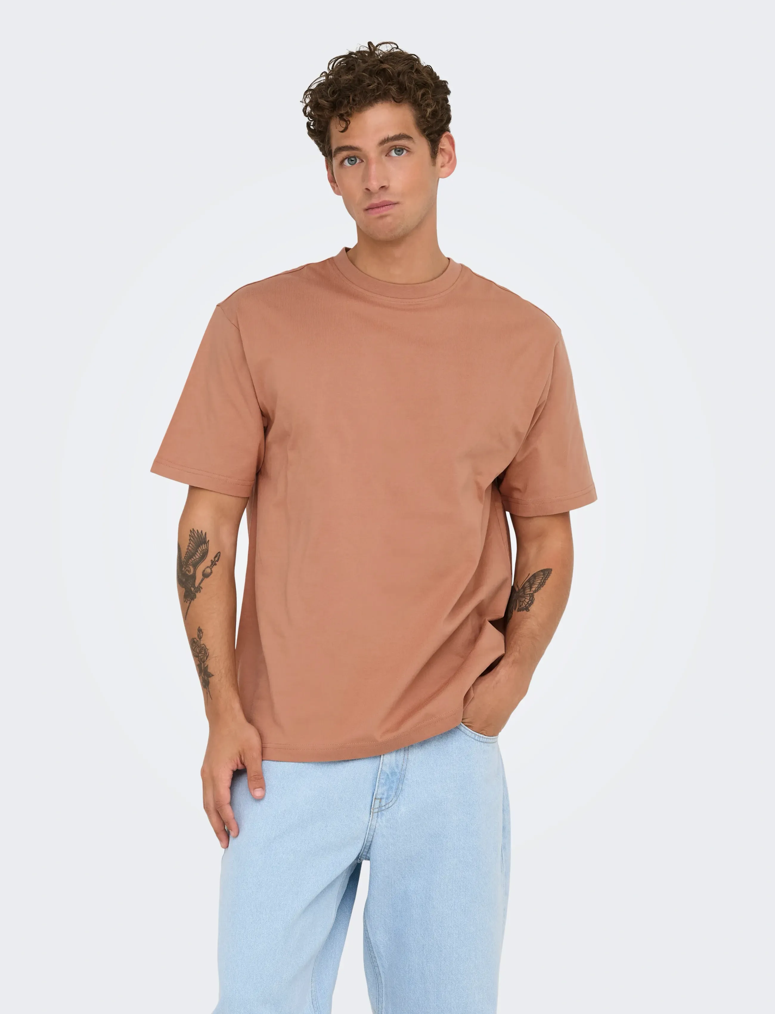 ONLY & SONS ONSFRED LIFE RLX SS TEE NOOS - Drabužiai - CORK / orange