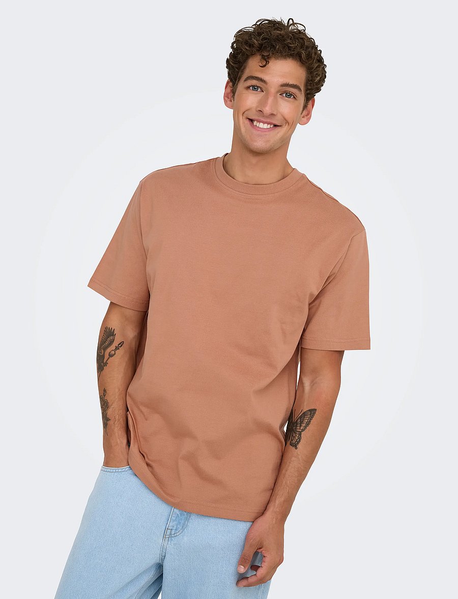 ONLY & SONS - ONSFRED LIFE RLX SS TEE NOOS - krótki rękaw - cork - 5