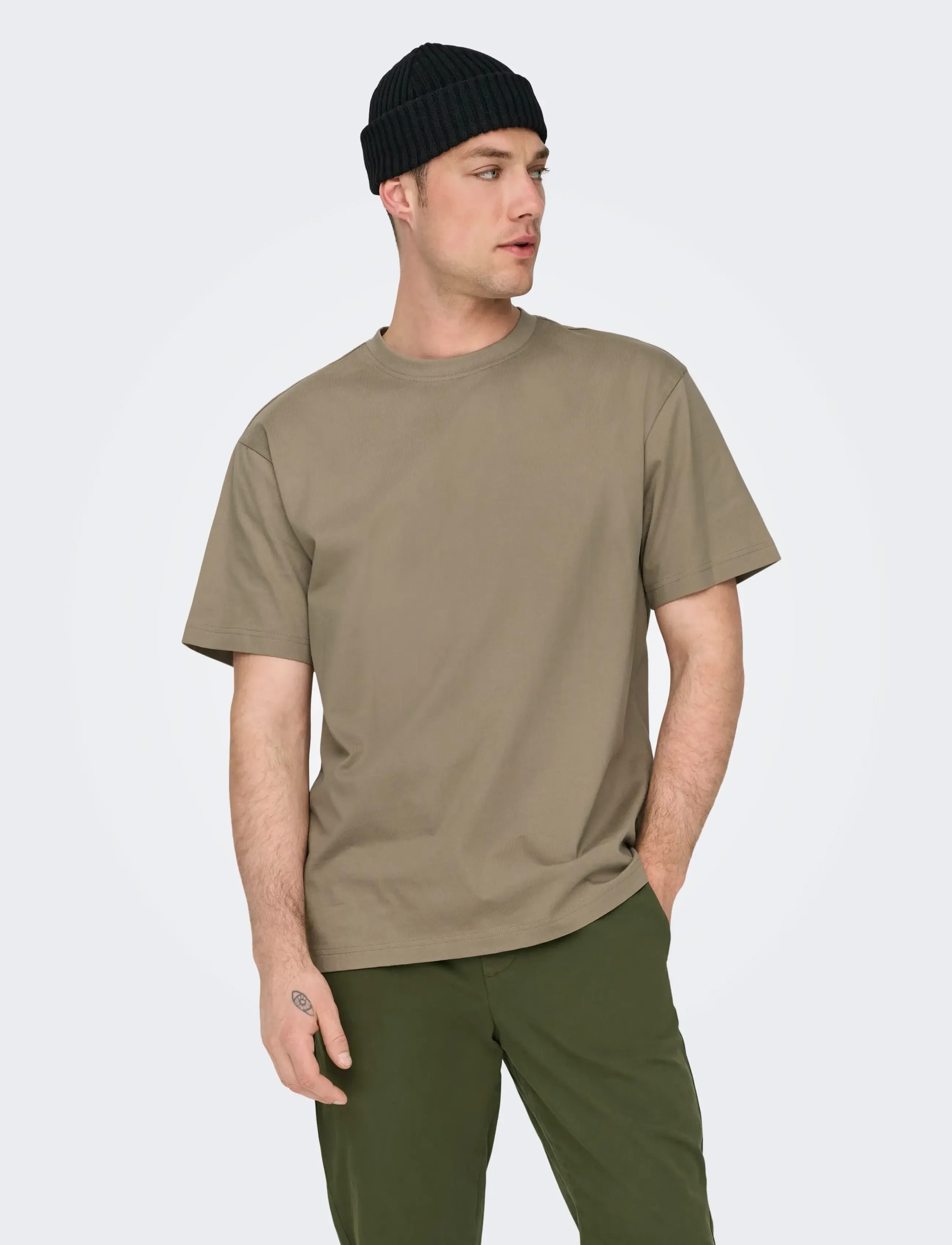 ONLY & SONS ONSFRED LIFE RLX SS TEE NOOS - T-shirts - DESERT TAUPE / beige