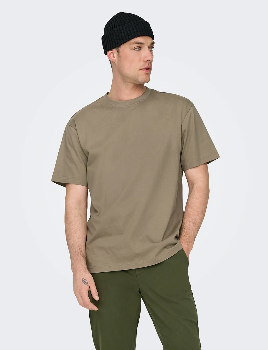 ONLY & SONS - ONSFRED LIFE RLX SS TEE NOOS - lühikeste varrukatega t-särgid - desert taupe - 0