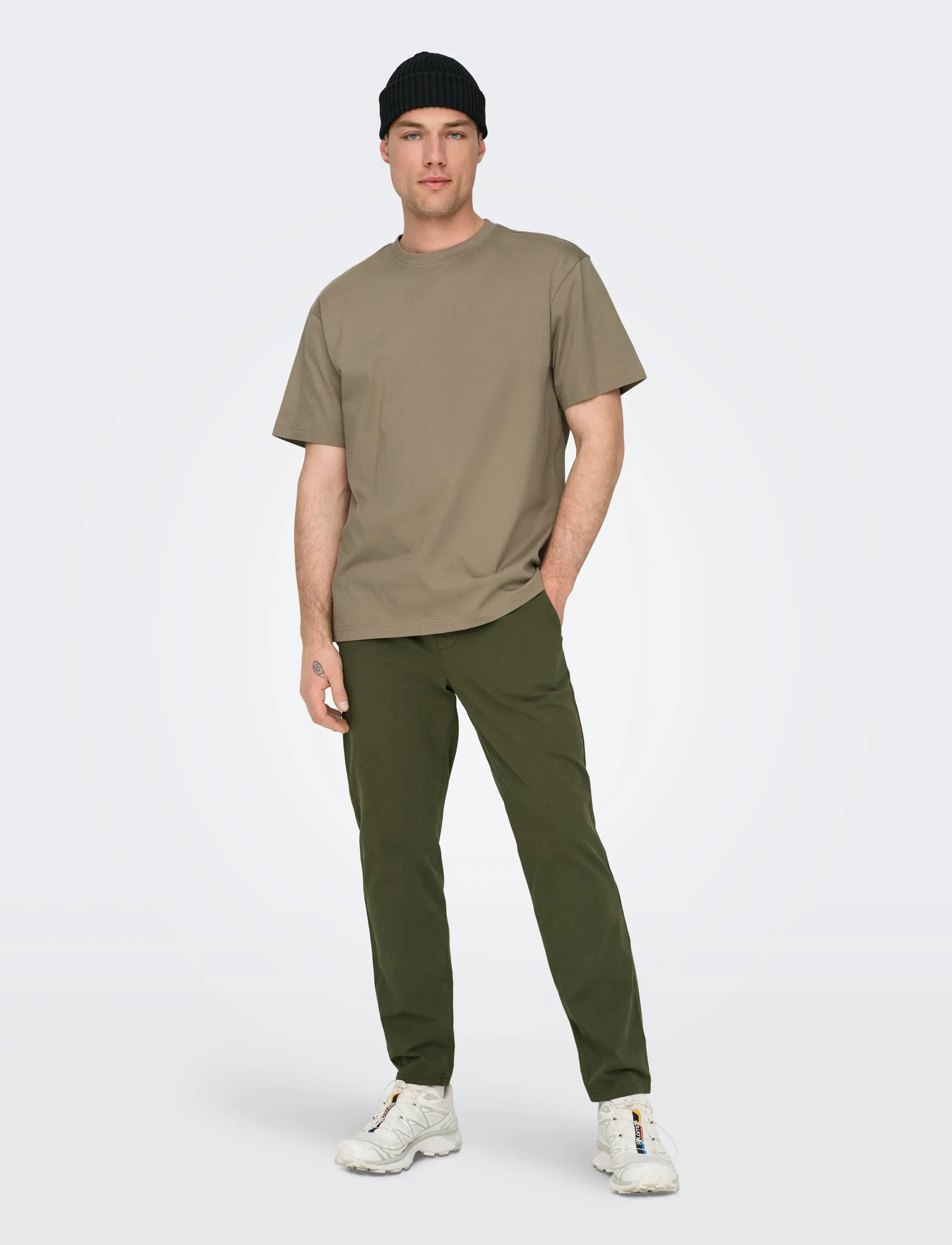 ONLY & SONS - ONSFRED LIFE RLX SS TEE NOOS - lühikeste varrukatega t-särgid - desert taupe - 4