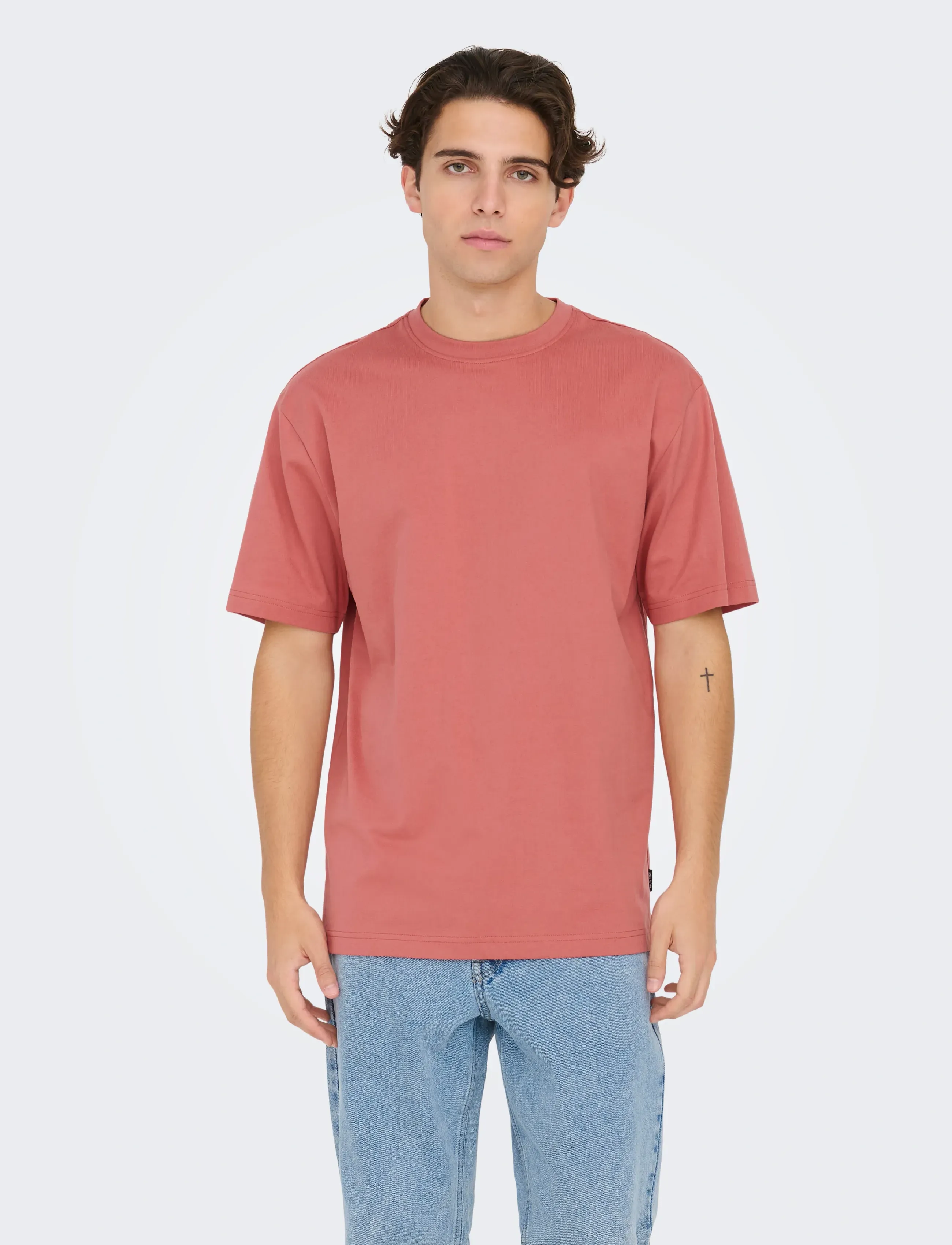 ONLY & SONS ONSFRED LIFE RLX SS TEE NOOS - Tøj - DUSTY CEDAR / coral