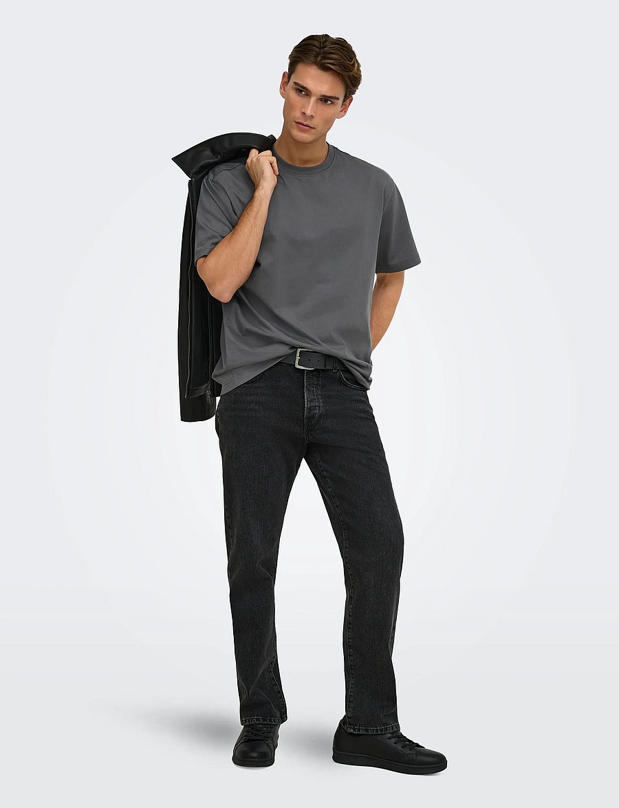ONLY & SONS - ONSFRED LIFE RLX SS TEE NOOS - kortærmede t-shirts - grey pinstripe - 4