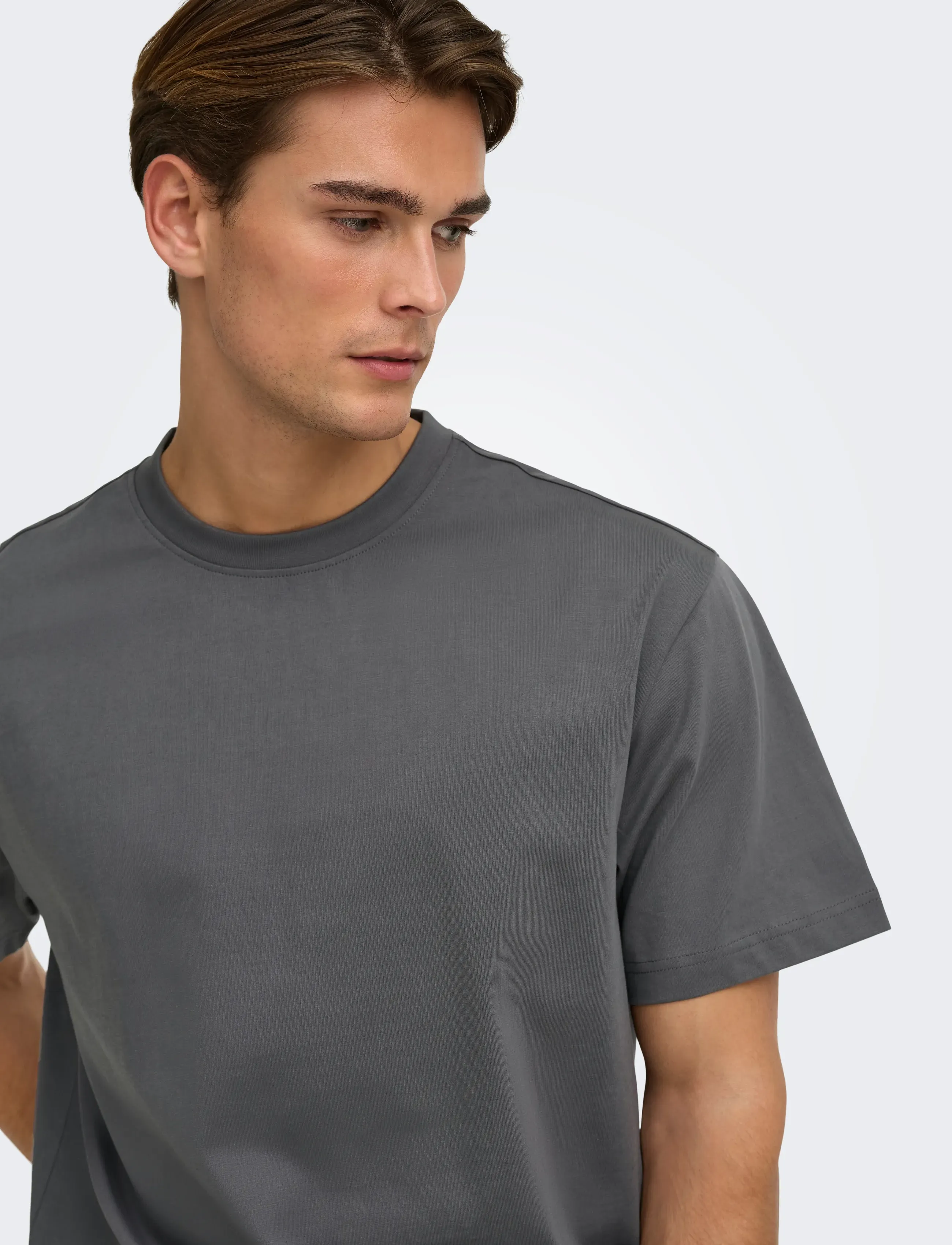 ONLY & SONS - ONSFRED LIFE RLX SS TEE NOOS - kortærmede t-shirts - grey pinstripe - 5