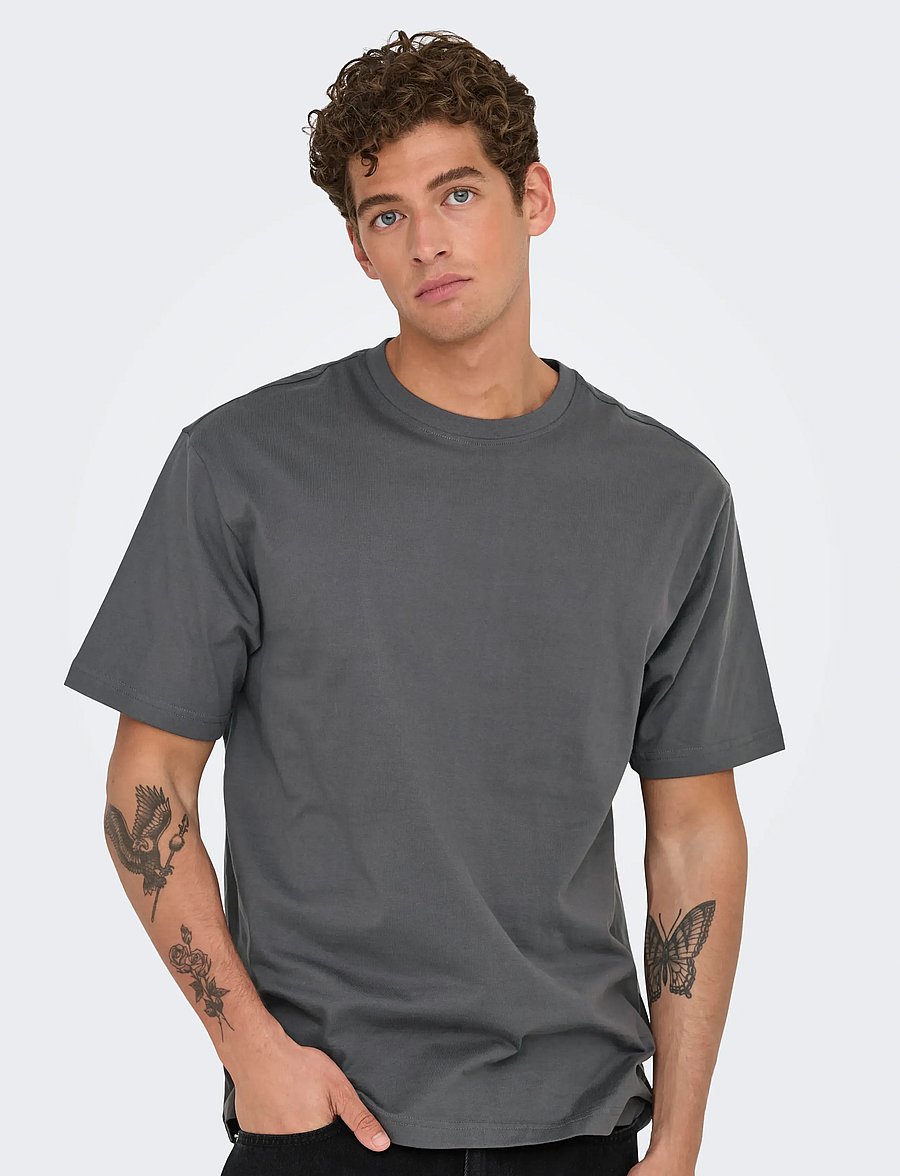 ONLY & SONS - ONSFRED LIFE RLX SS TEE NOOS - lühikeste varrukatega t-särgid - grey pinstripe - 5