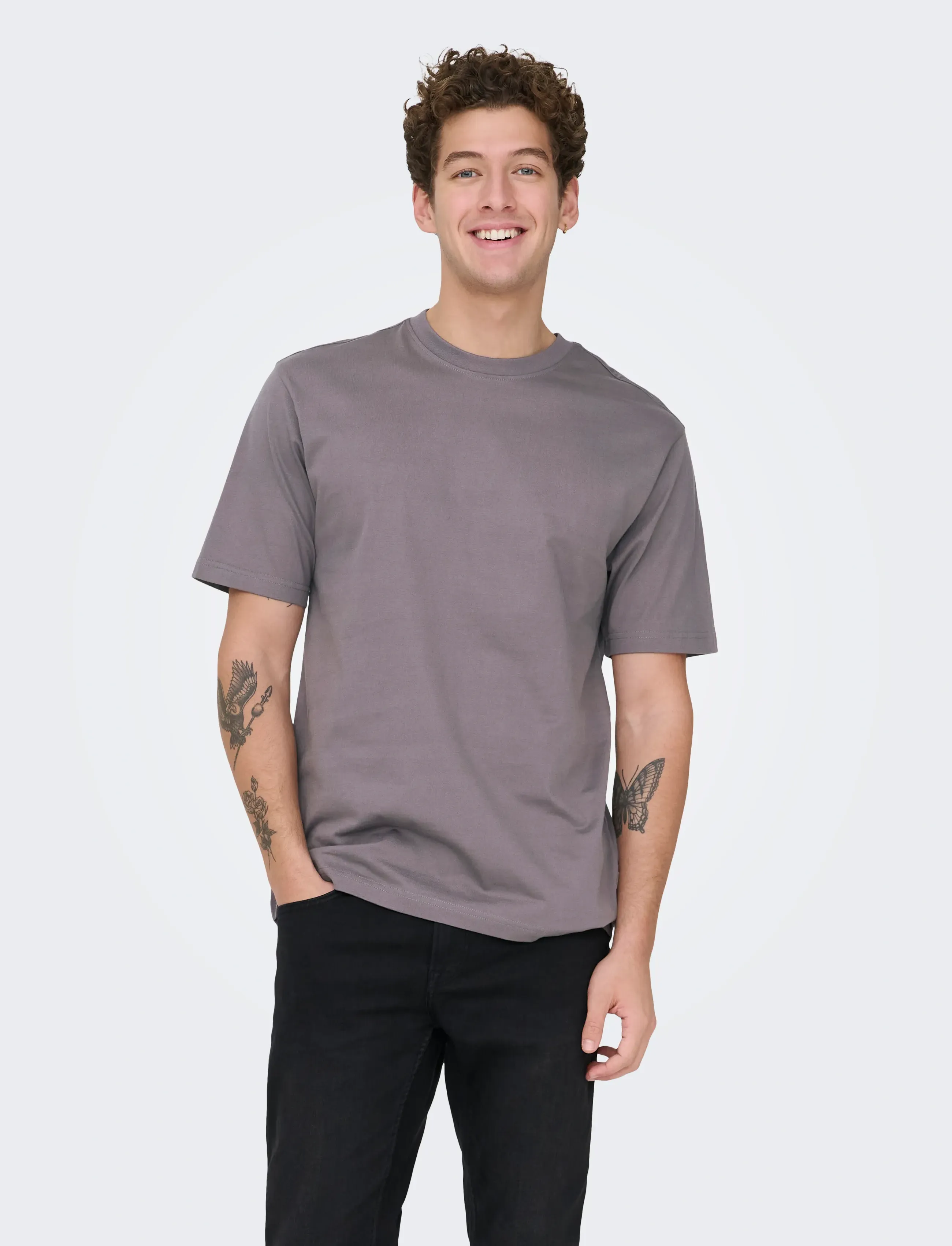 ONLY & SONS - ONSFRED LIFE RLX SS TEE NOOS - lühikeste varrukatega t-särgid - rabbit - 0