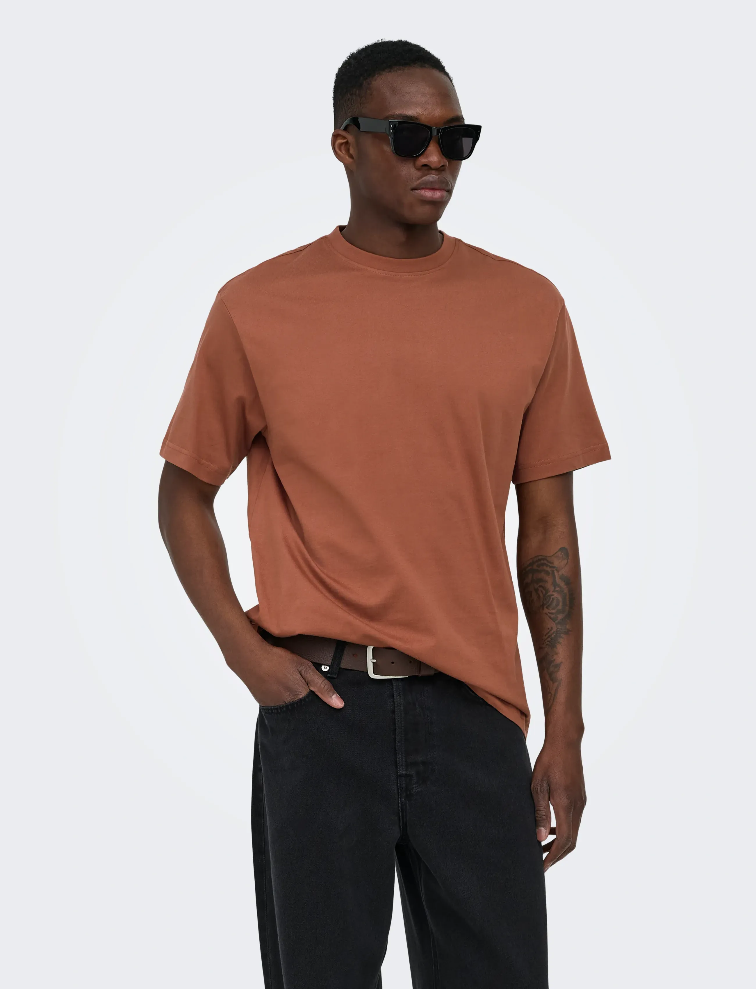 ONLY & SONS ONSFRED LIFE RLX SS TEE NOOS - T-shirts - RUSTIC BROWN / brown