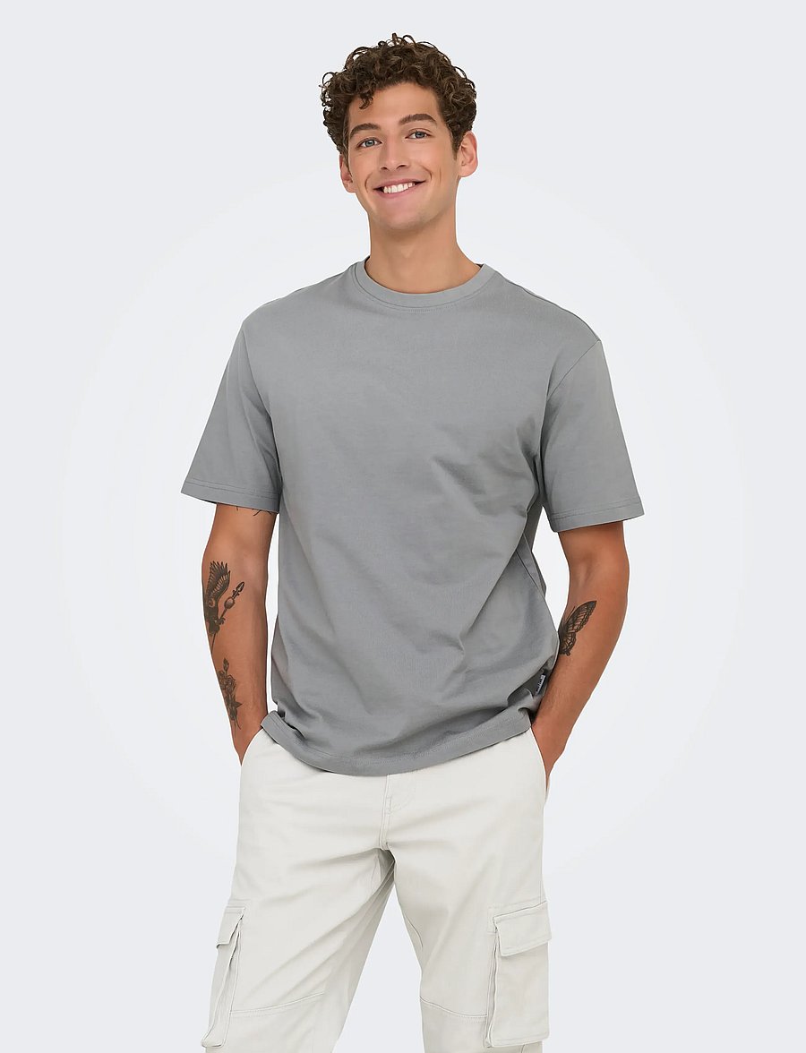 ONLY & SONS - ONSFRED LIFE RLX SS TEE NOOS - lühikeste varrukatega t-särgid - ultimate grey - 4