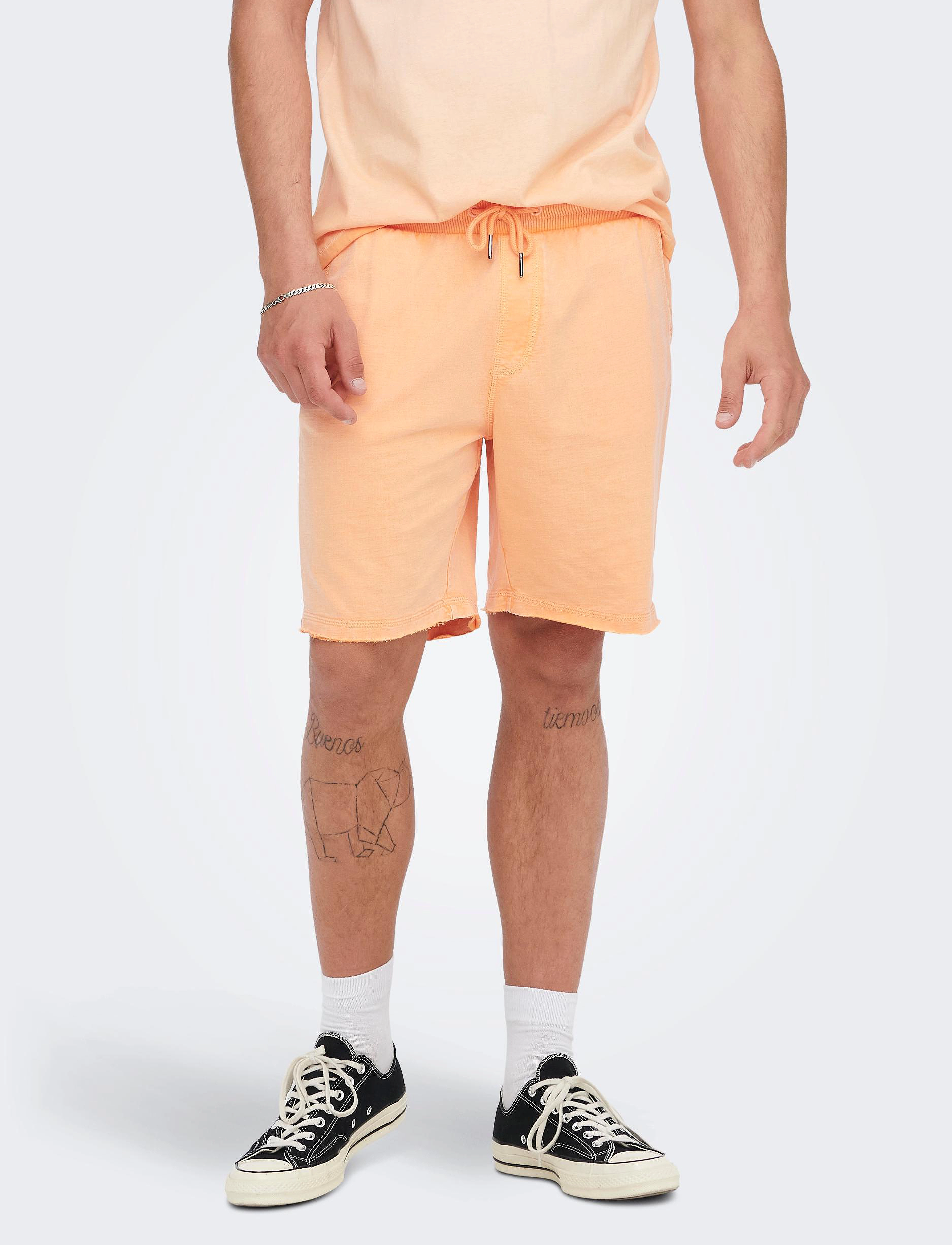 ONLY & SONS - ONSGRIFFIN REG SWEAT SHORTS - papaya - 1