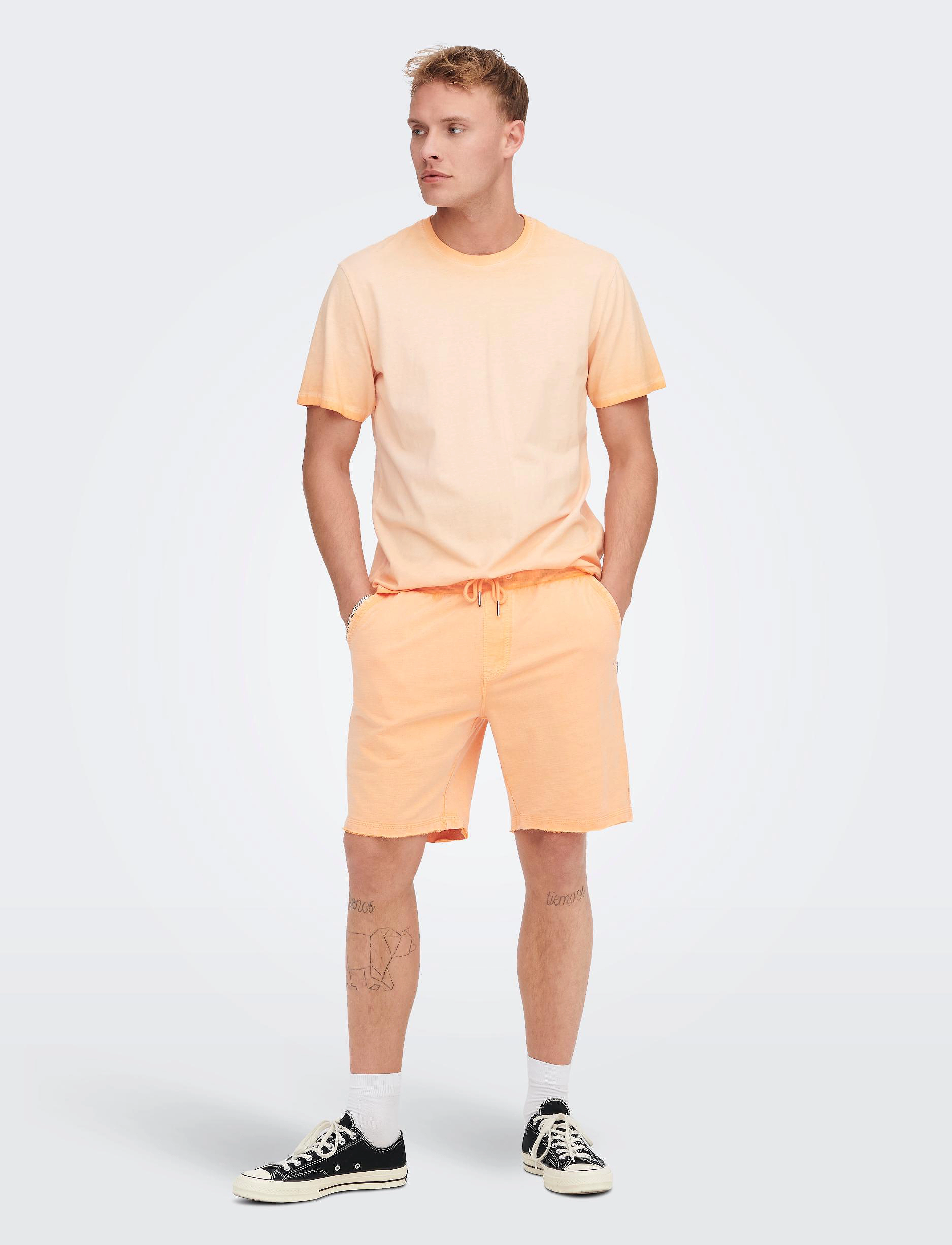 ONLY & SONS - ONSGRIFFIN REG SWEAT SHORTS - papaya - 3