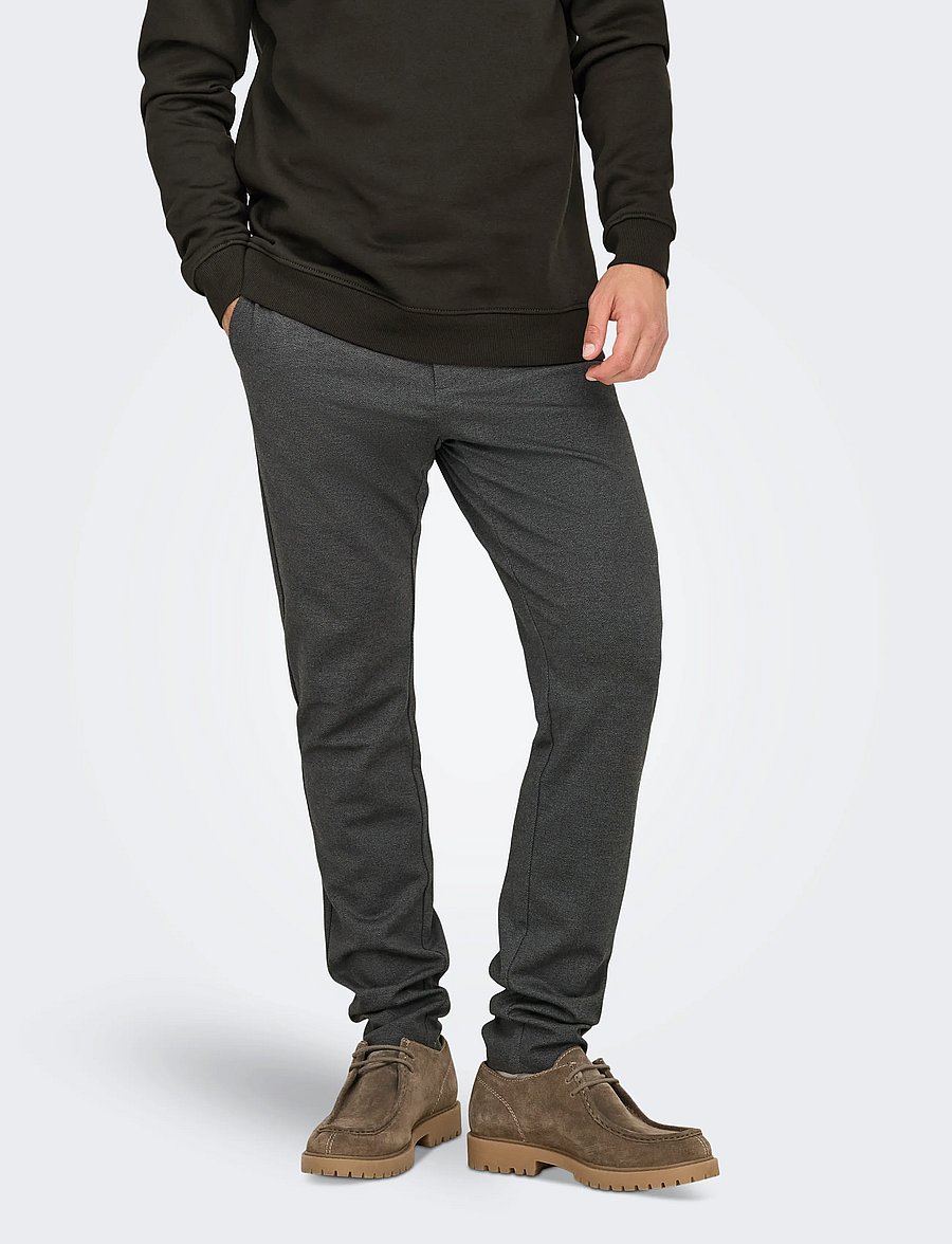 ONLY & SONS - ONSMARK SLIM HERRINGBONE 2911 PANT NOOS - chinos - black - 0