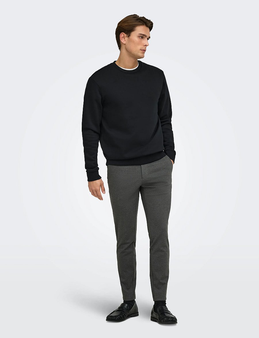 ONLY & SONS - ONSMARK SLIM HERRINGBONE 2911 PANT NOOS - chinos - black - 4