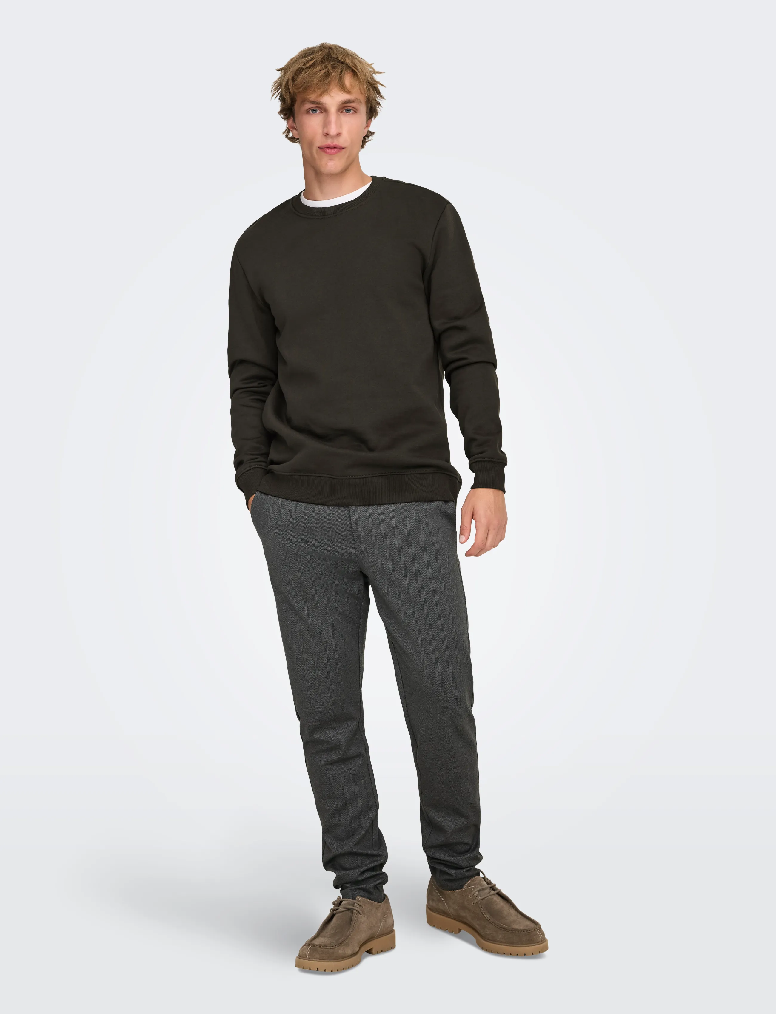 ONLY & SONS - ONSMARK SLIM HERRINGBONE 2911 PANT NOOS - black - 4