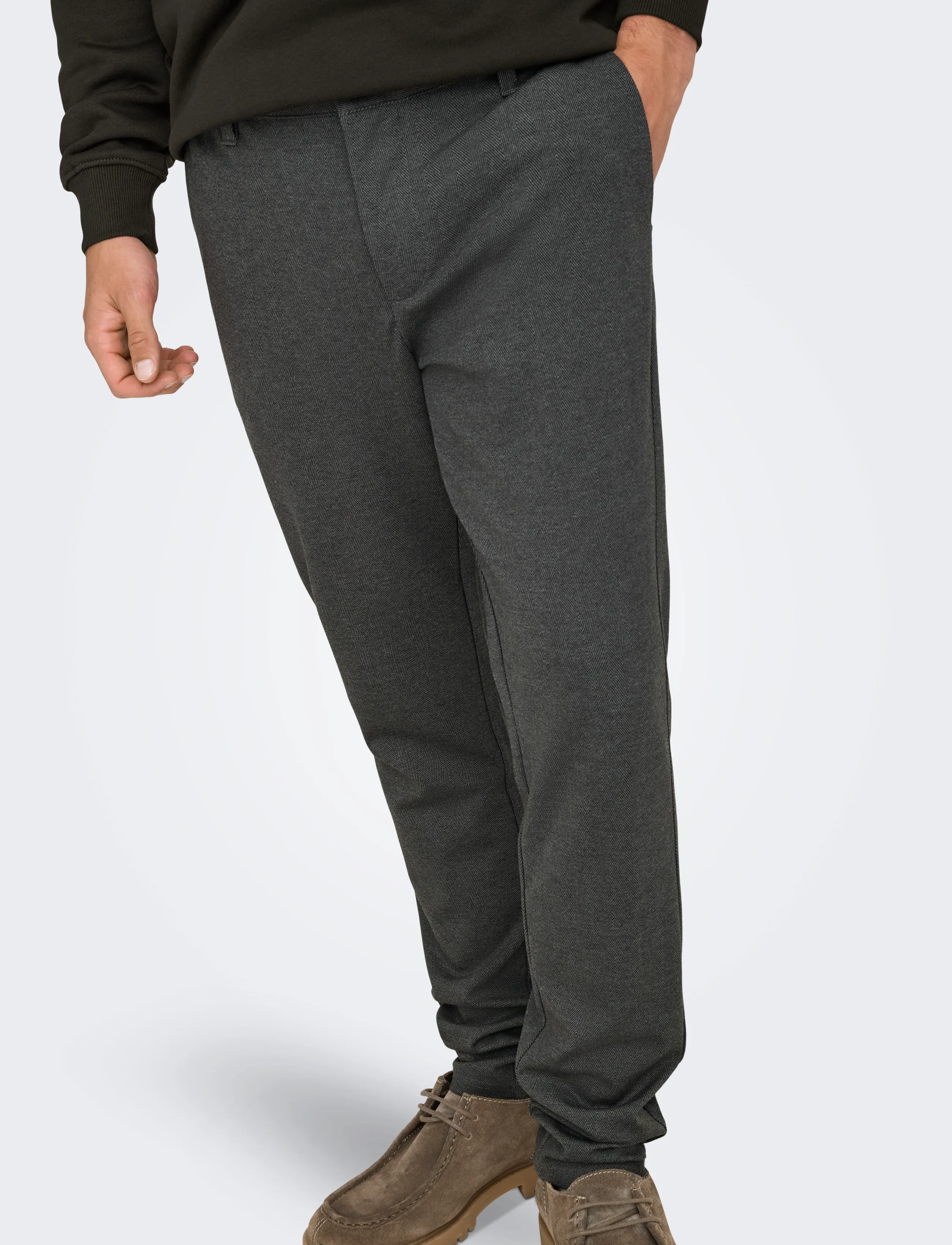 ONLY & SONS - ONSMARK SLIM HERRINGBONE 2911 PANT NOOS - black - 5