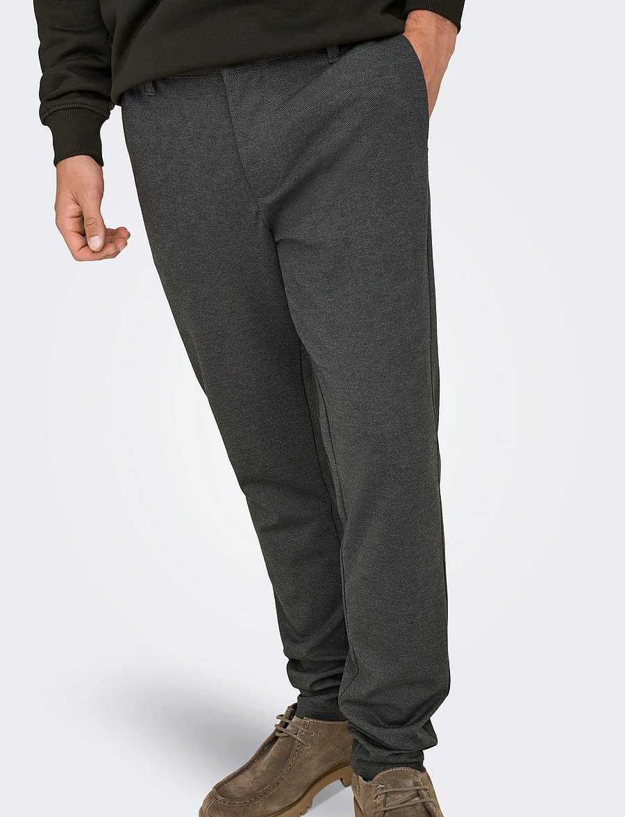 ONLY & SONS - ONSMARK SLIM HERRINGBONE 2911 PANT NOOS - chinos - black - 5