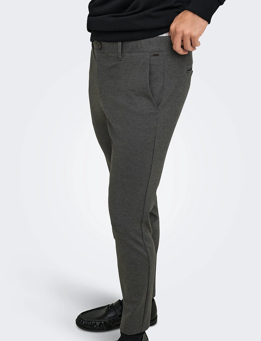 ONLY & SONS - ONSMARK SLIM HERRINGBONE 2911 PANT NOOS - chinos - black - 5