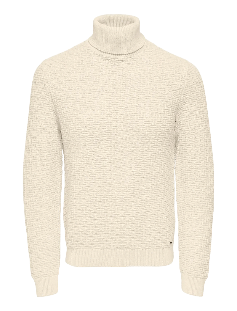 ONLY & SONS - ONSKAY REG ROLL NECK KNIT - polokrage - antique white - 0