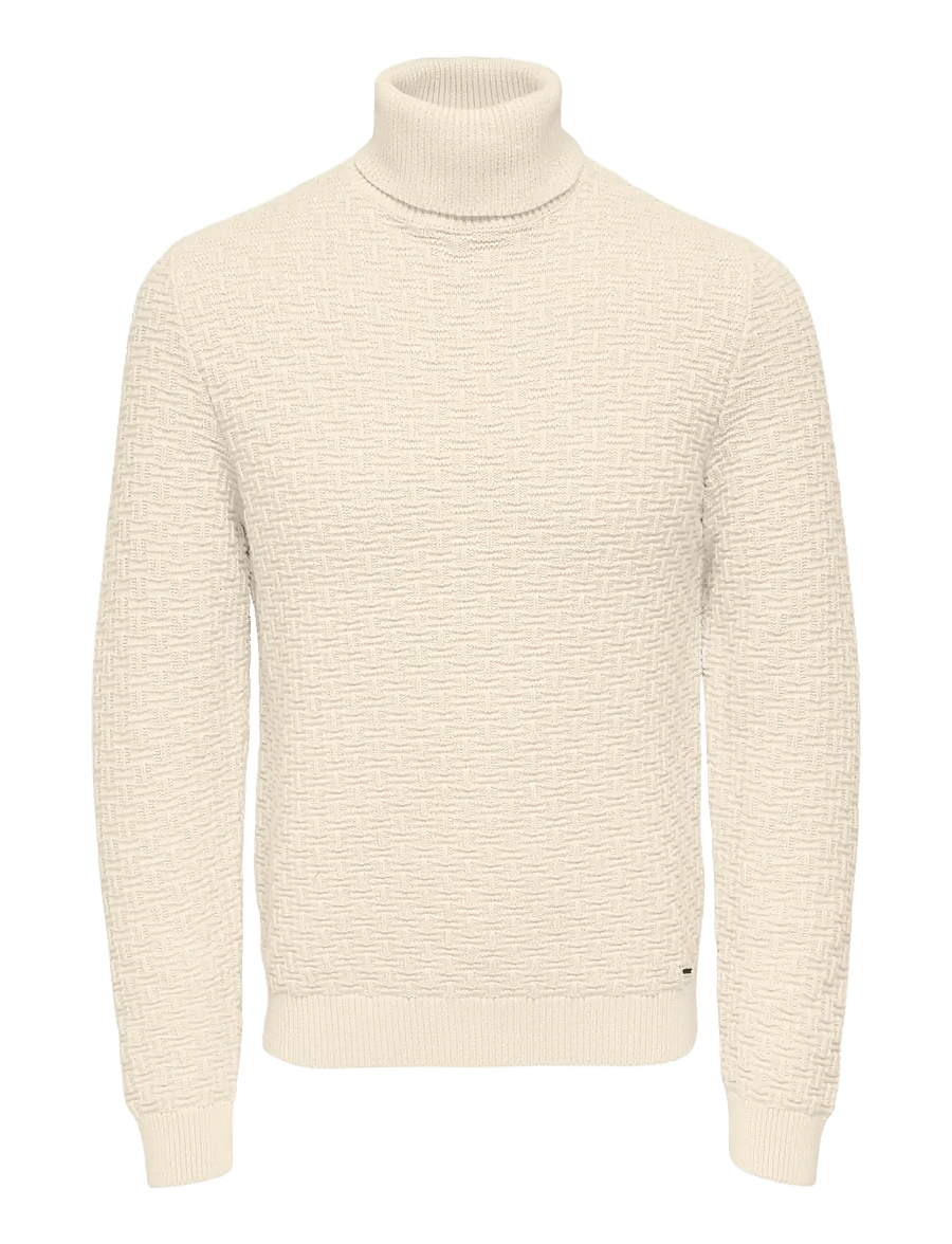 ONLY & SONS - ONSKAY REG ROLL NECK KNIT - rullekraver - antique white - 0