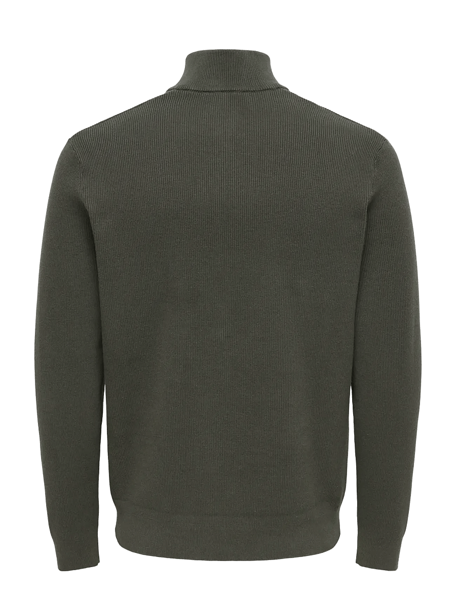 ONLY & SONS - ONSPHIL REG 12 STRUC HALF ZIP KNIT NOOS - pullover mit halbem reißverschluss - beluga - 1