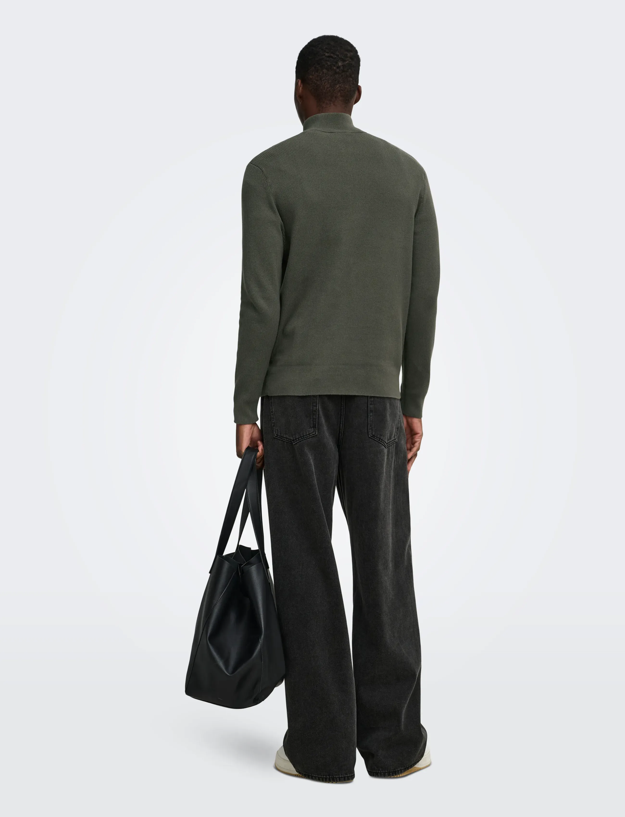 ONLY & SONS - ONSPHIL REG 12 STRUC HALF ZIP KNIT NOOS - pullover mit halbem reißverschluss - beluga - 3