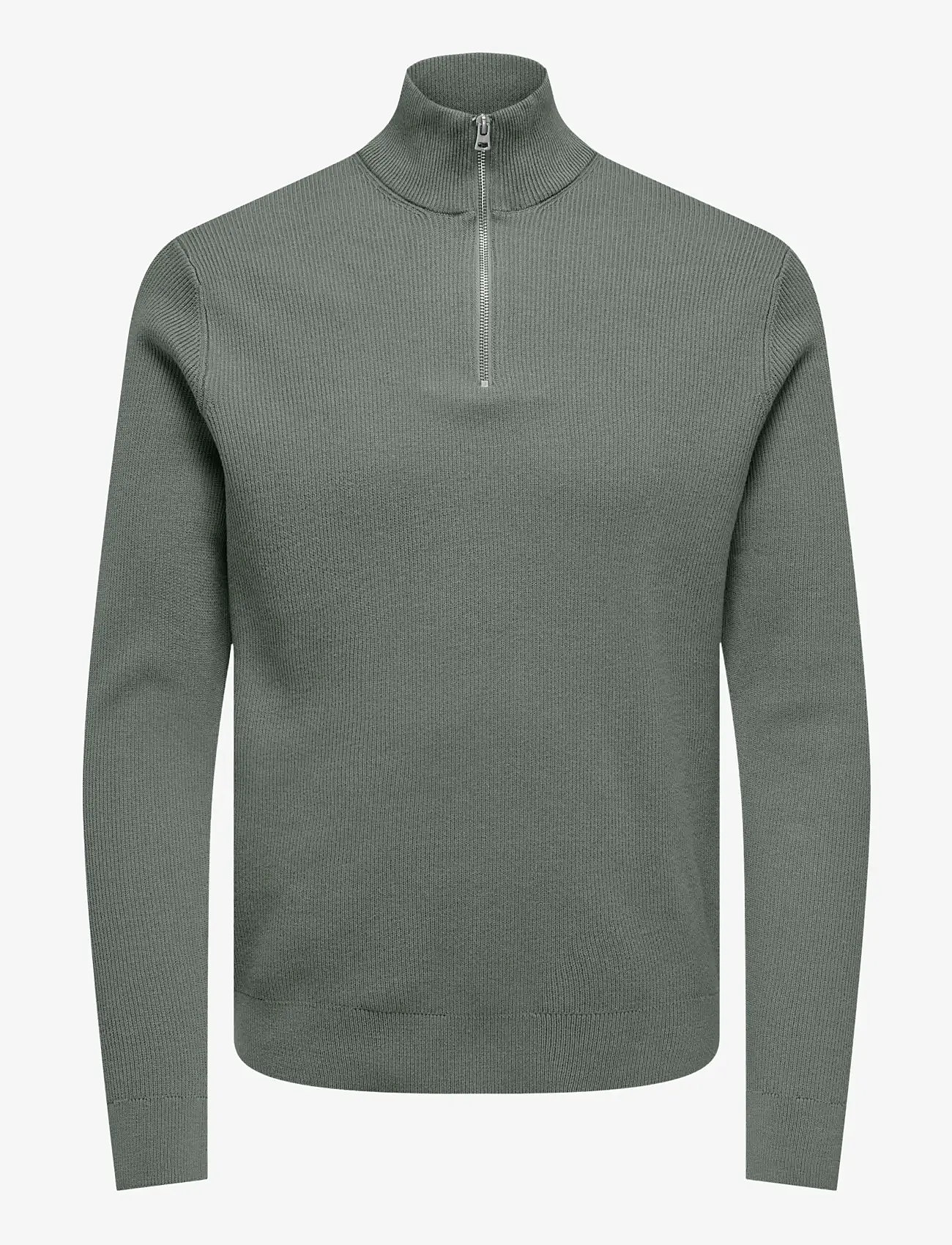 ONLY & SONS - ONSPHIL REG 12 STRUC HALF ZIP KNIT NOOS - halfzip strik - castor gray - 1