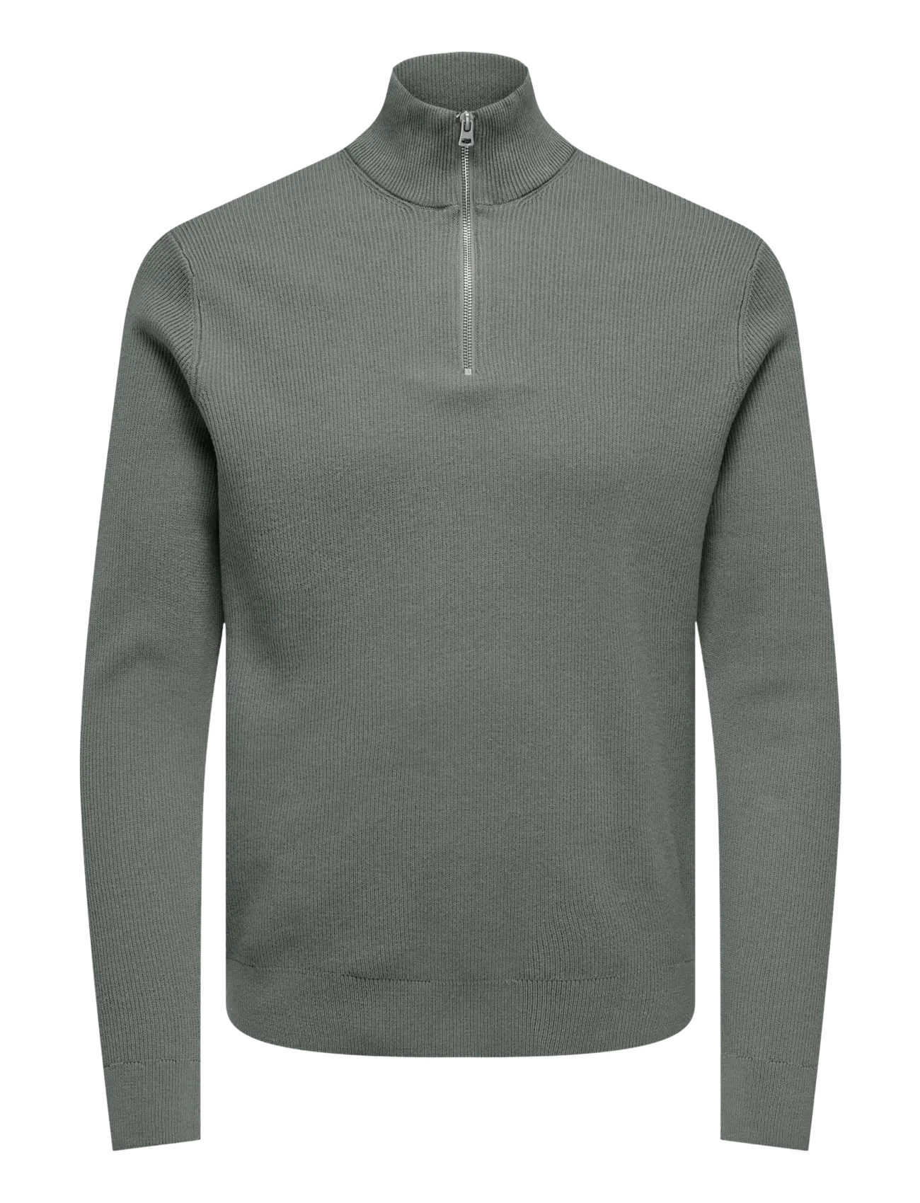 ONLY & SONS ONSPHIL REG 12 STRUC HALF ZIP KNIT NOOS - Stickat - CASTOR GRAY / grey