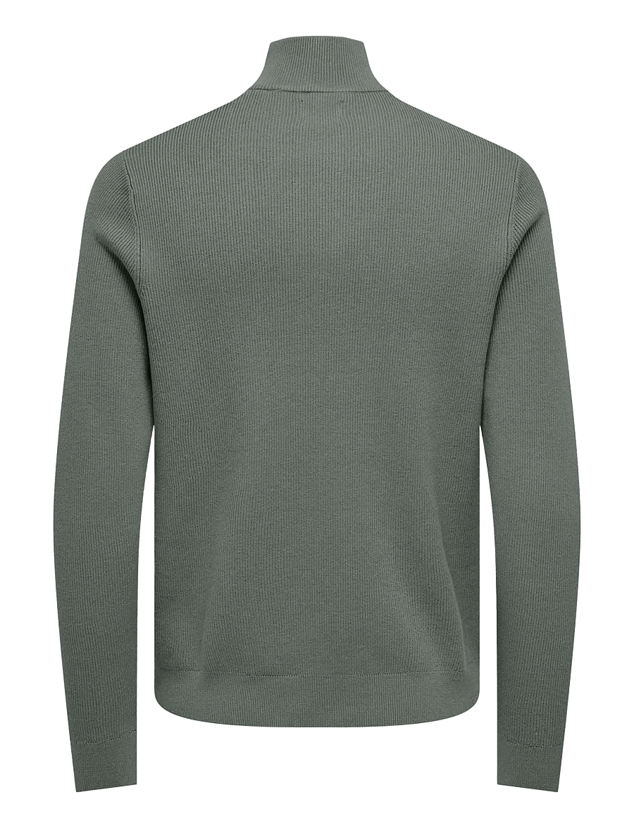 ONLY & SONS - ONSPHIL REG 12 STRUC HALF ZIP KNIT NOOS - pullover mit halbem reißverschluss - castor gray - 2