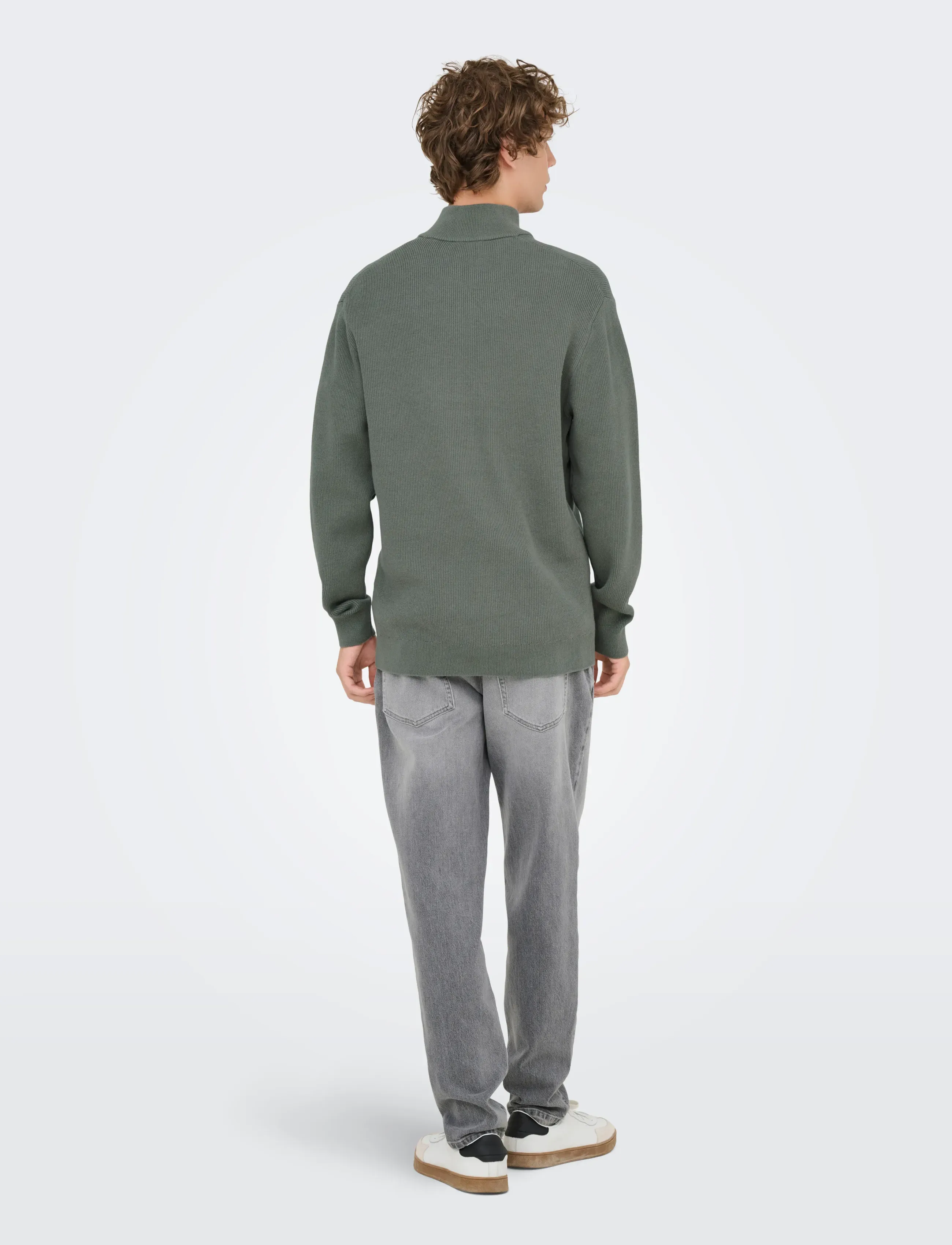 ONLY & SONS - ONSPHIL REG 12 STRUC HALF ZIP KNIT NOOS - pullover mit halbem reißverschluss - castor gray - 3