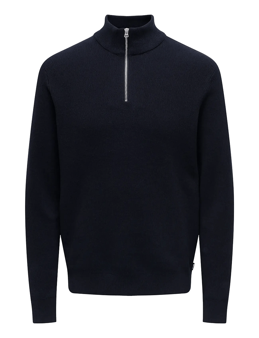 ONLY & SONS - ONSPHIL REG 12 STRUC HALF ZIP KNIT NOOS - džemperiai su trumpu užtrauktuku - dark navy - 1