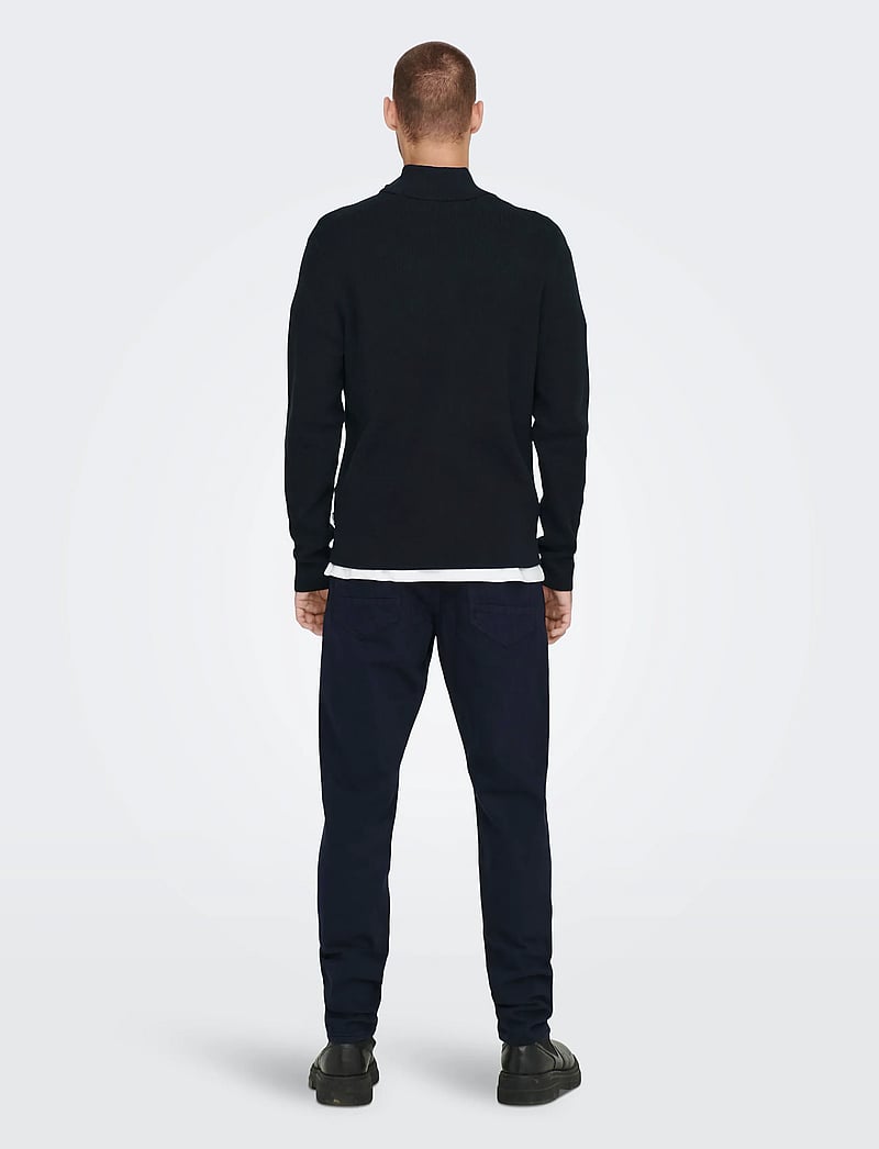 ONLY & SONS - ONSPHIL REG 12 STRUC HALF ZIP KNIT NOOS - pullover mit halbem reißverschluss - dark navy - 3