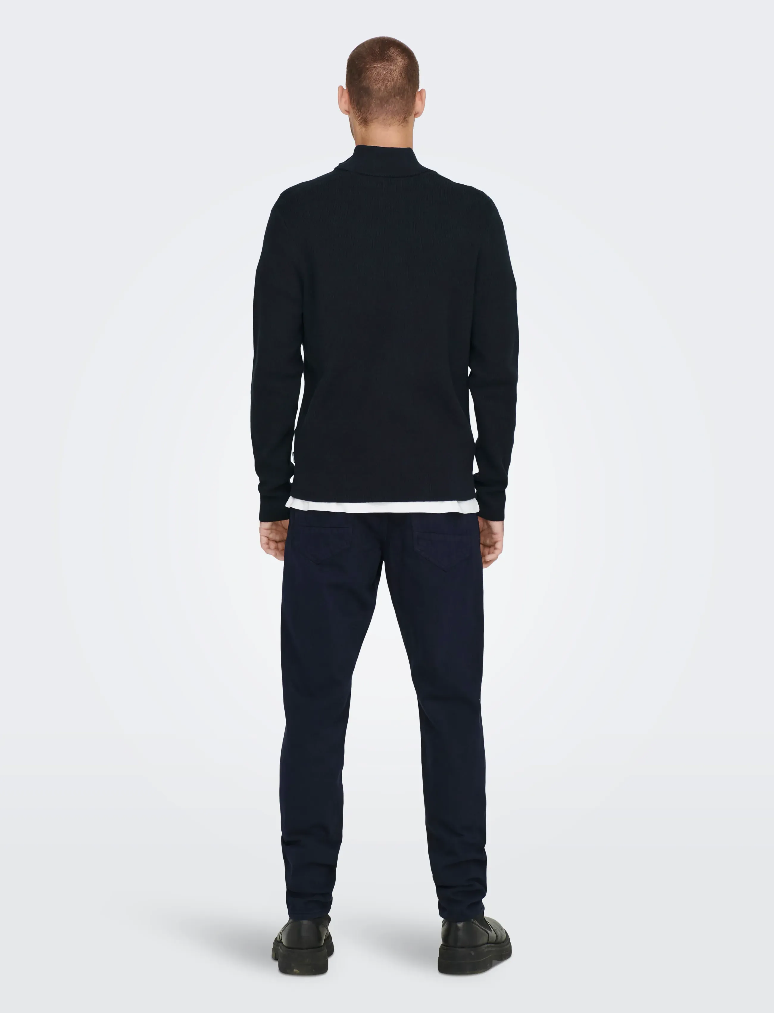 ONLY & SONS - ONSPHIL REG 12 STRUC HALF ZIP KNIT NOOS - džemperi ar daļēju rāvējslēdzēja aizdari - dark navy - 3