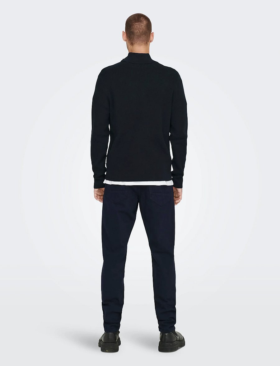 ONLY & SONS - ONSPHIL REG 12 STRUC HALF ZIP KNIT NOOS - džemperiai su trumpu užtrauktuku - dark navy - 3