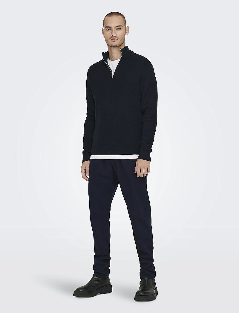 ONLY & SONS - ONSPHIL REG 12 STRUC HALF ZIP KNIT NOOS - half zip-tröjor - dark navy - 4