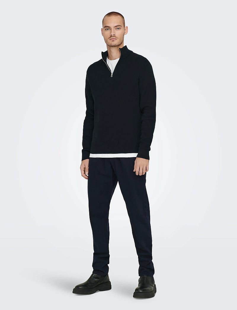 ONLY & SONS - ONSPHIL REG 12 STRUC HALF ZIP KNIT NOOS - pullover mit halbem reißverschluss - dark navy - 4