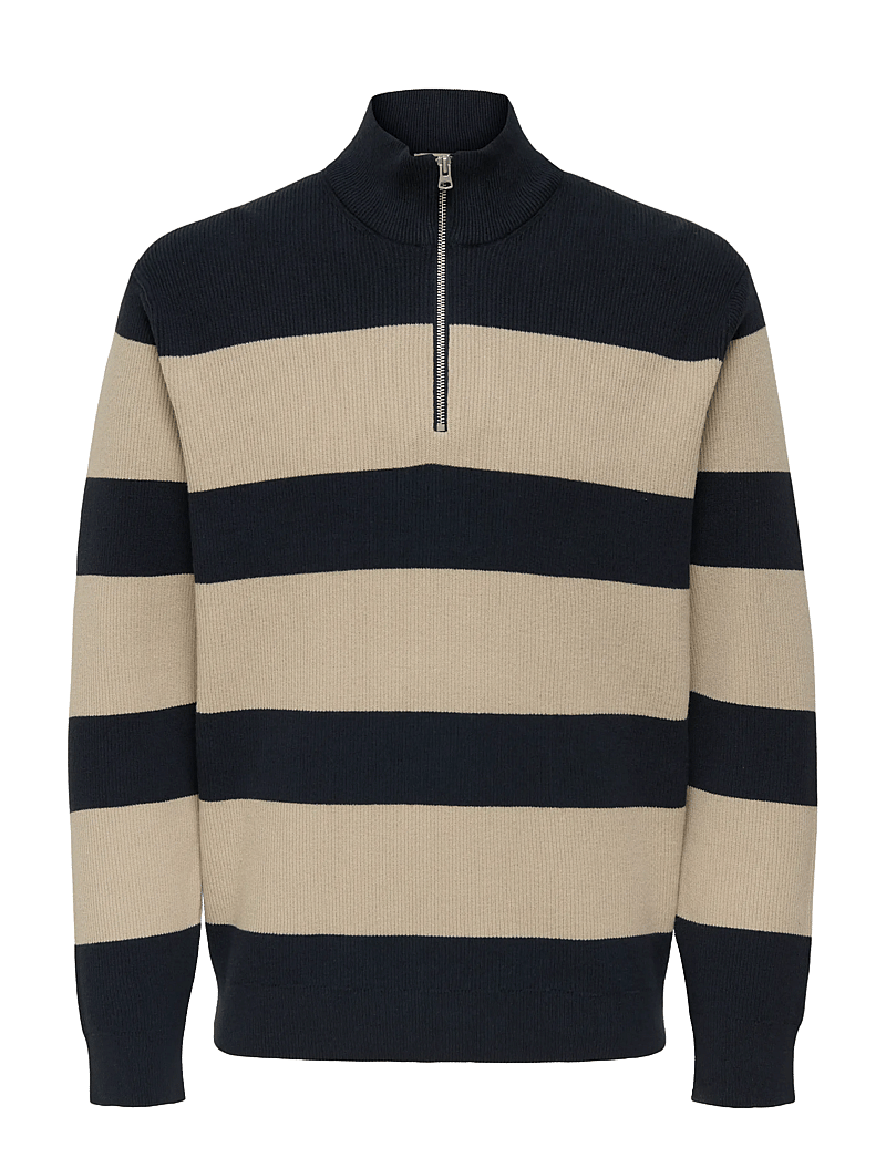 ONLY & SONS - ONSPHIL REG 12 STRUC HALF ZIP KNIT NOOS - pullover mit halbem reißverschluss - dark navy - 0
