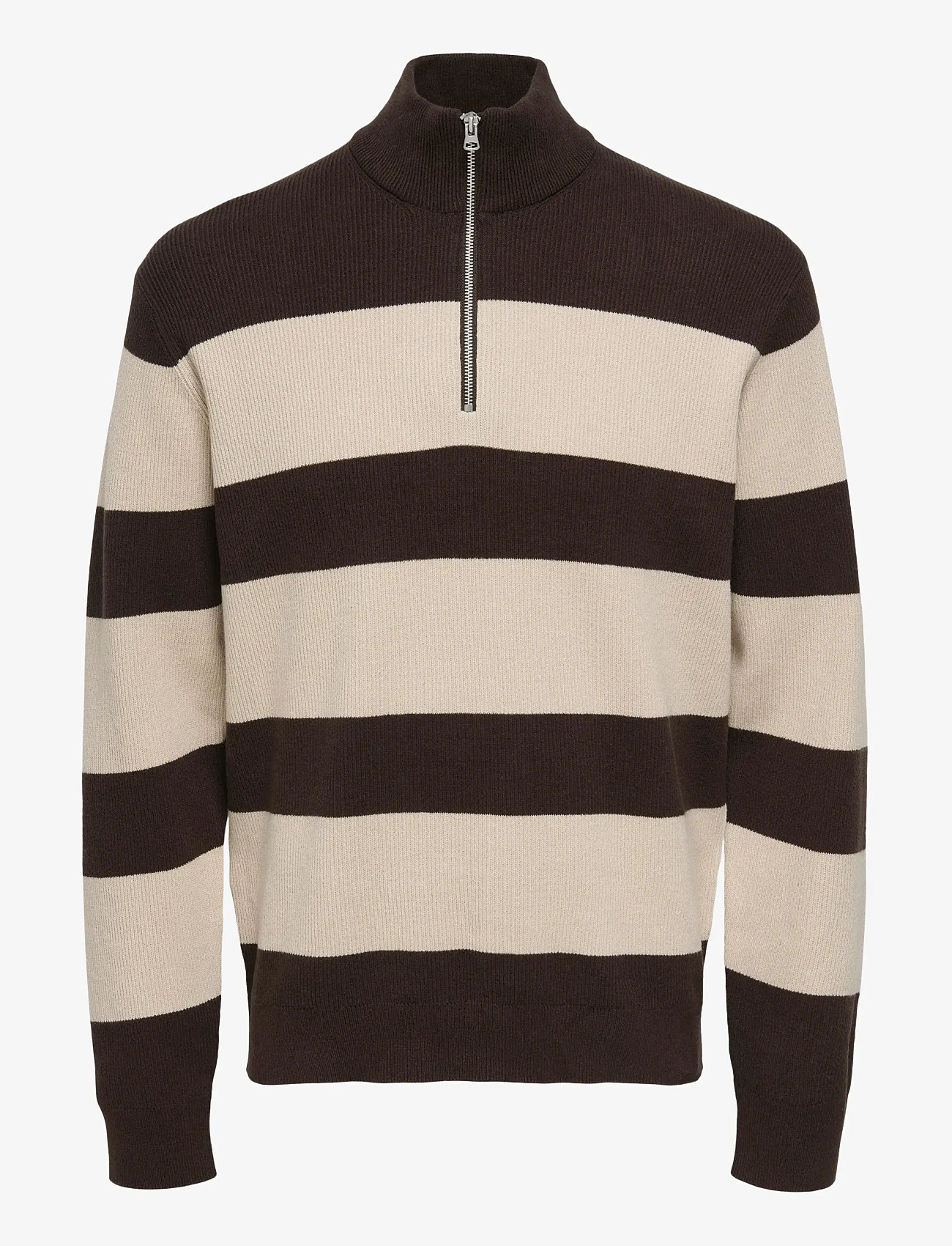 ONLY & SONS - ONSPHIL REG 12 STRUC HALF ZIP KNIT NOOS - halfzip strik - demitasse - 0