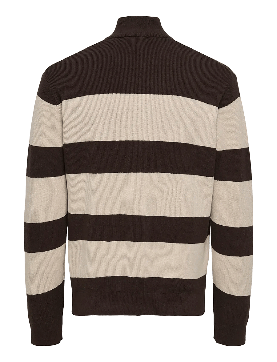 ONLY & SONS - ONSPHIL REG 12 STRUC HALF ZIP KNIT NOOS - pullover mit halbem reißverschluss - demitasse - 1