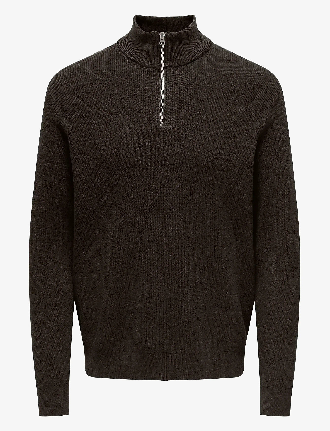 ONLY & SONS - ONSPHIL REG 12 STRUC HALF ZIP KNIT NOOS - halfzip strik - demitasse - 1
