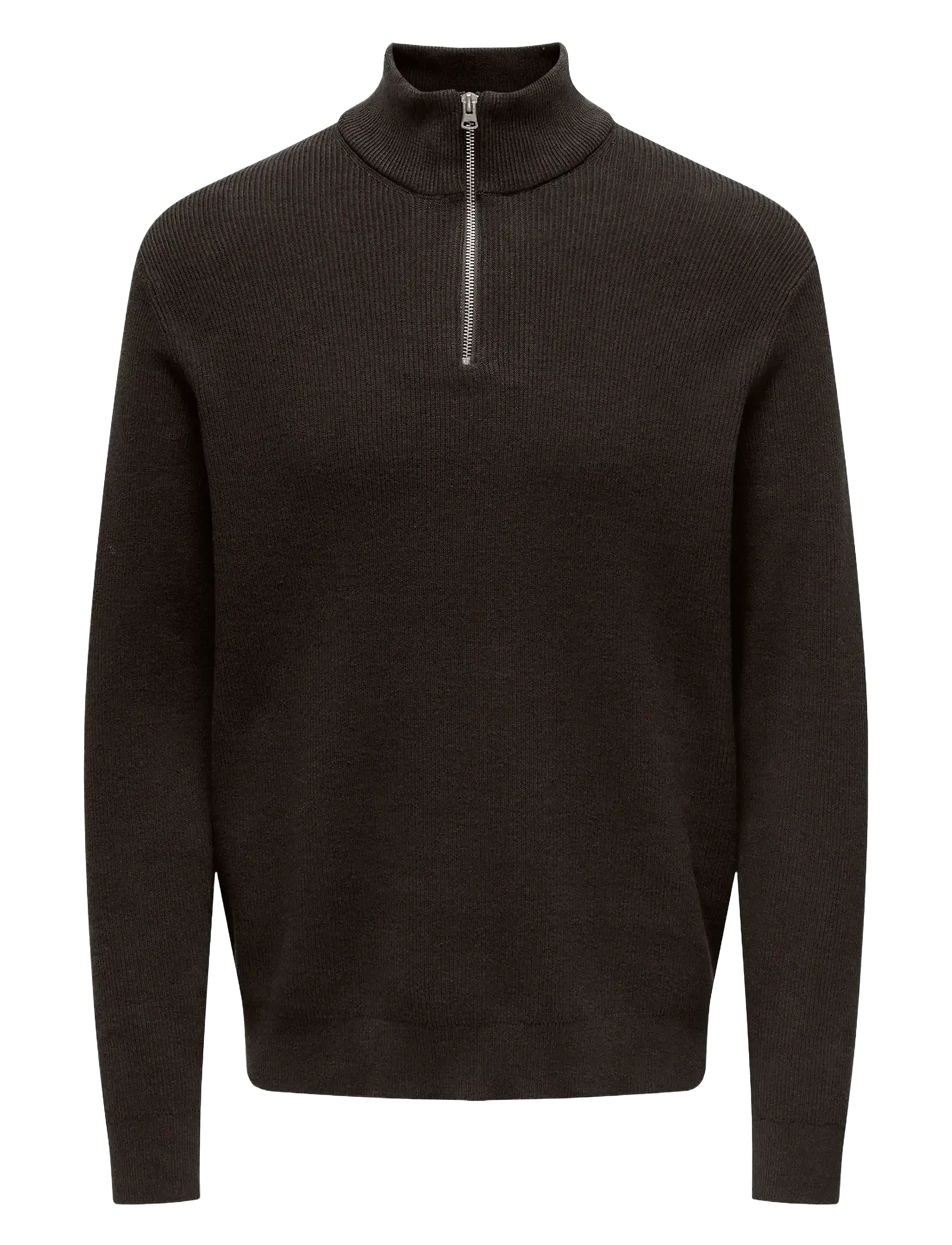ONLY & SONS ONSPHIL REG 12 STRUC HALF ZIP KNIT NOOS - Stickat - DEMITASSE / brown