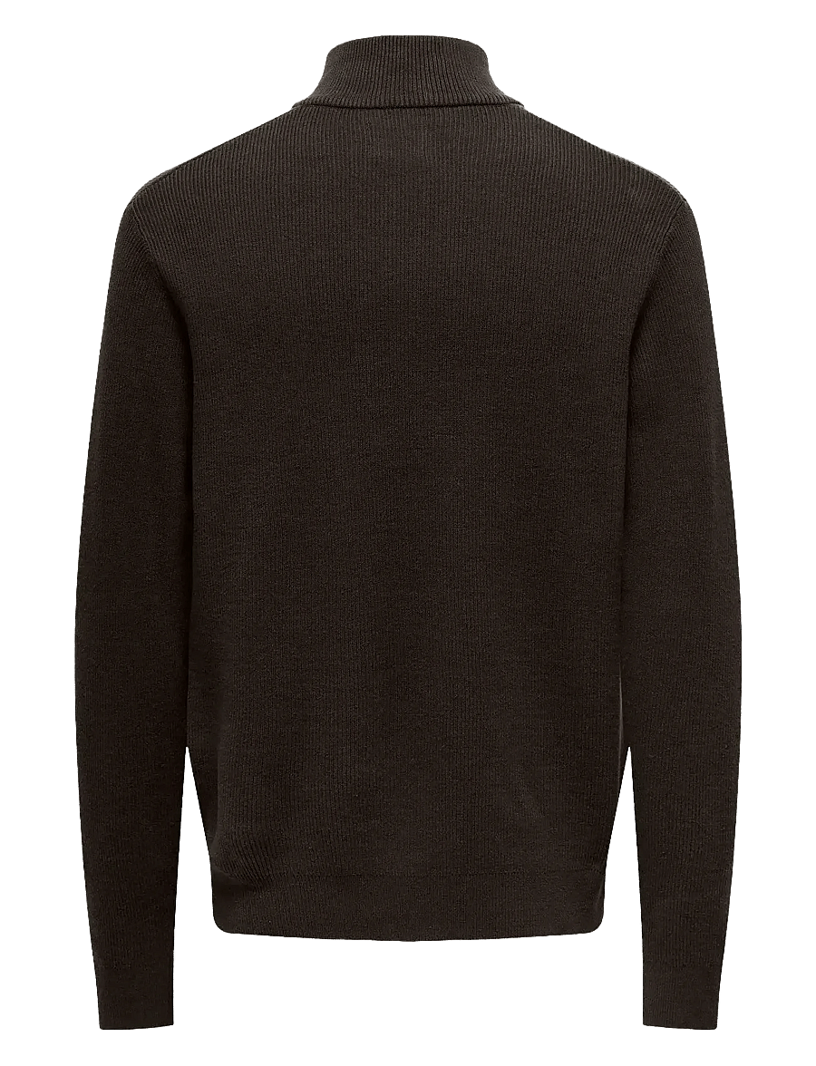 ONLY & SONS - ONSPHIL REG 12 STRUC HALF ZIP KNIT NOOS - pullover mit halbem reißverschluss - demitasse - 2